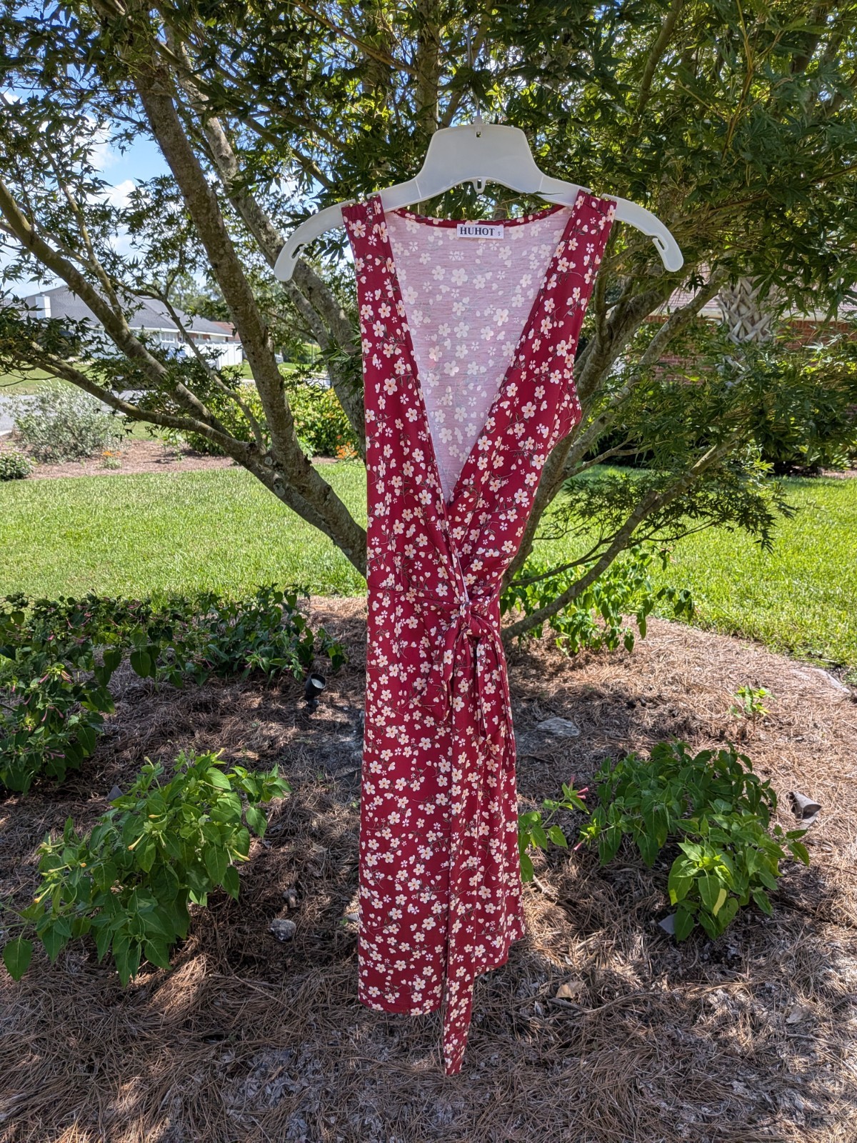 Red Floral Wrap Dress