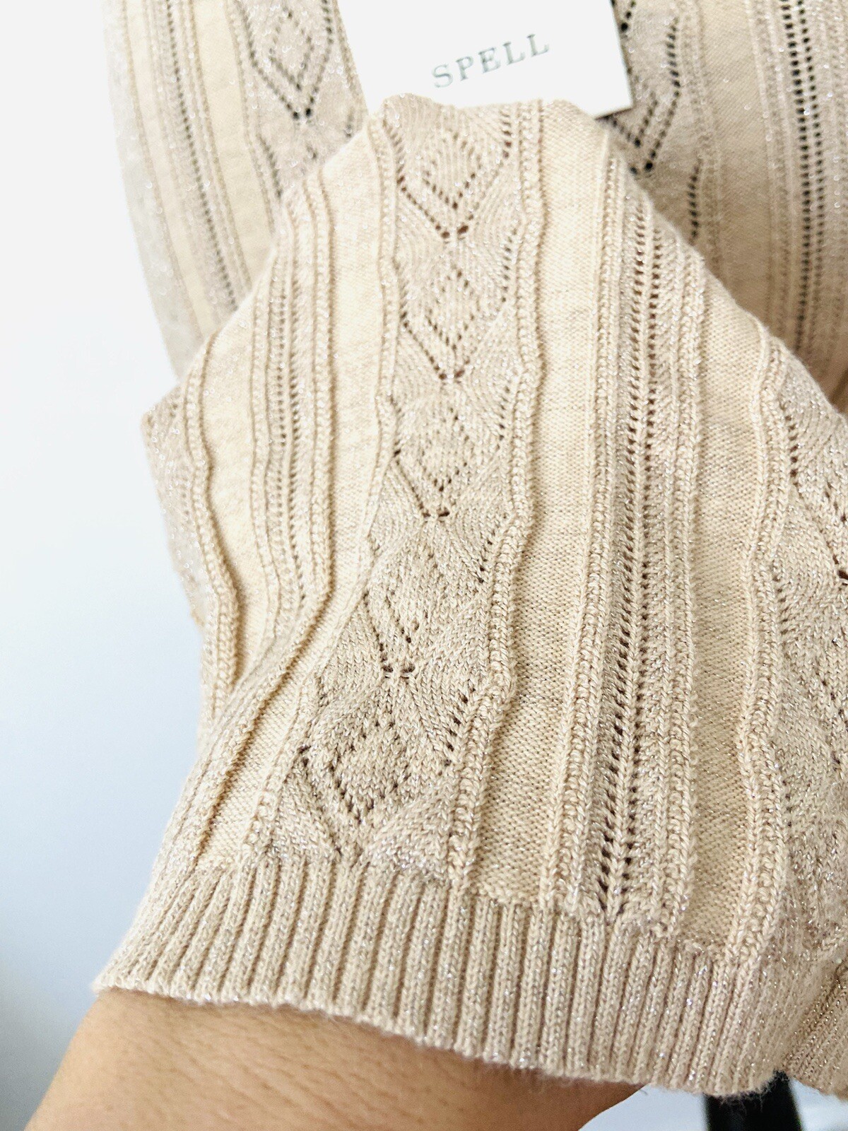 Spell & The Gypsy Collective Size S Frenchie Rib Knit Midi Dress Neutral Colour