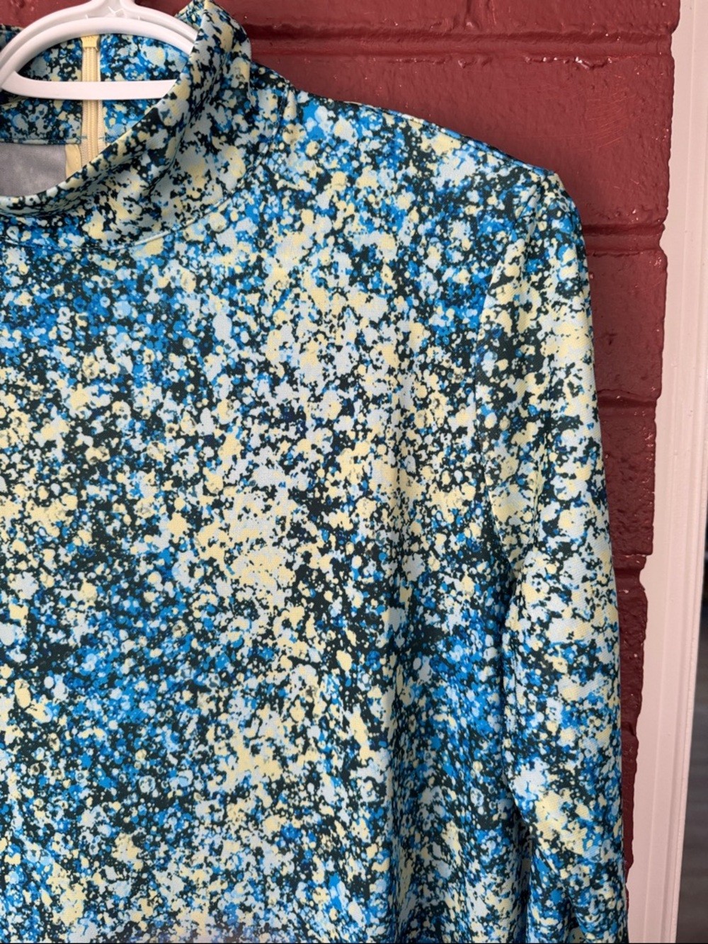 Tuckernuck Ellery Splatterpaint Blue, Yellow, and Black Long-Sleeve Maxi Dress
