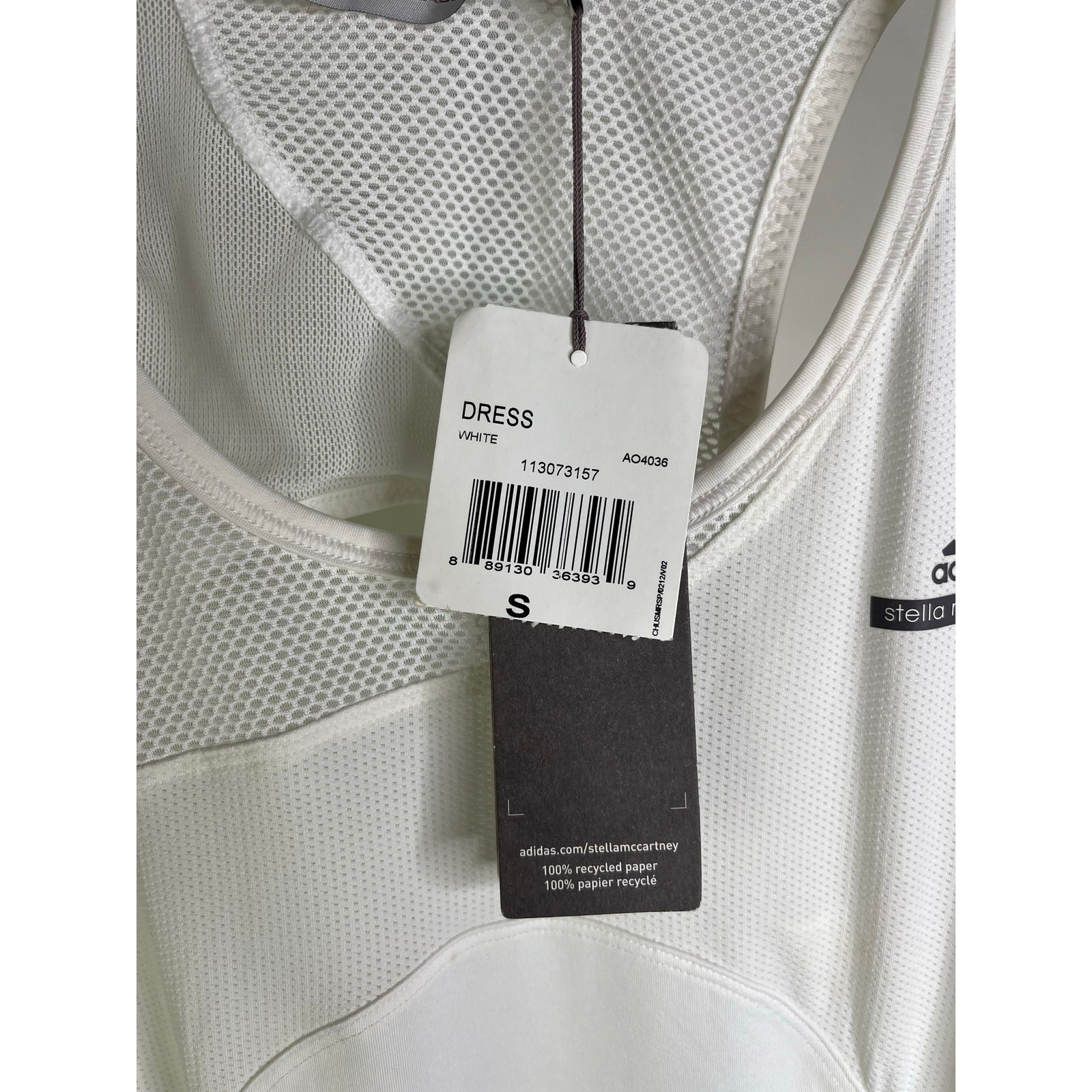 Adidas Stella McCartney Barricade Tennis Dress Womens Small White Open Back NWT