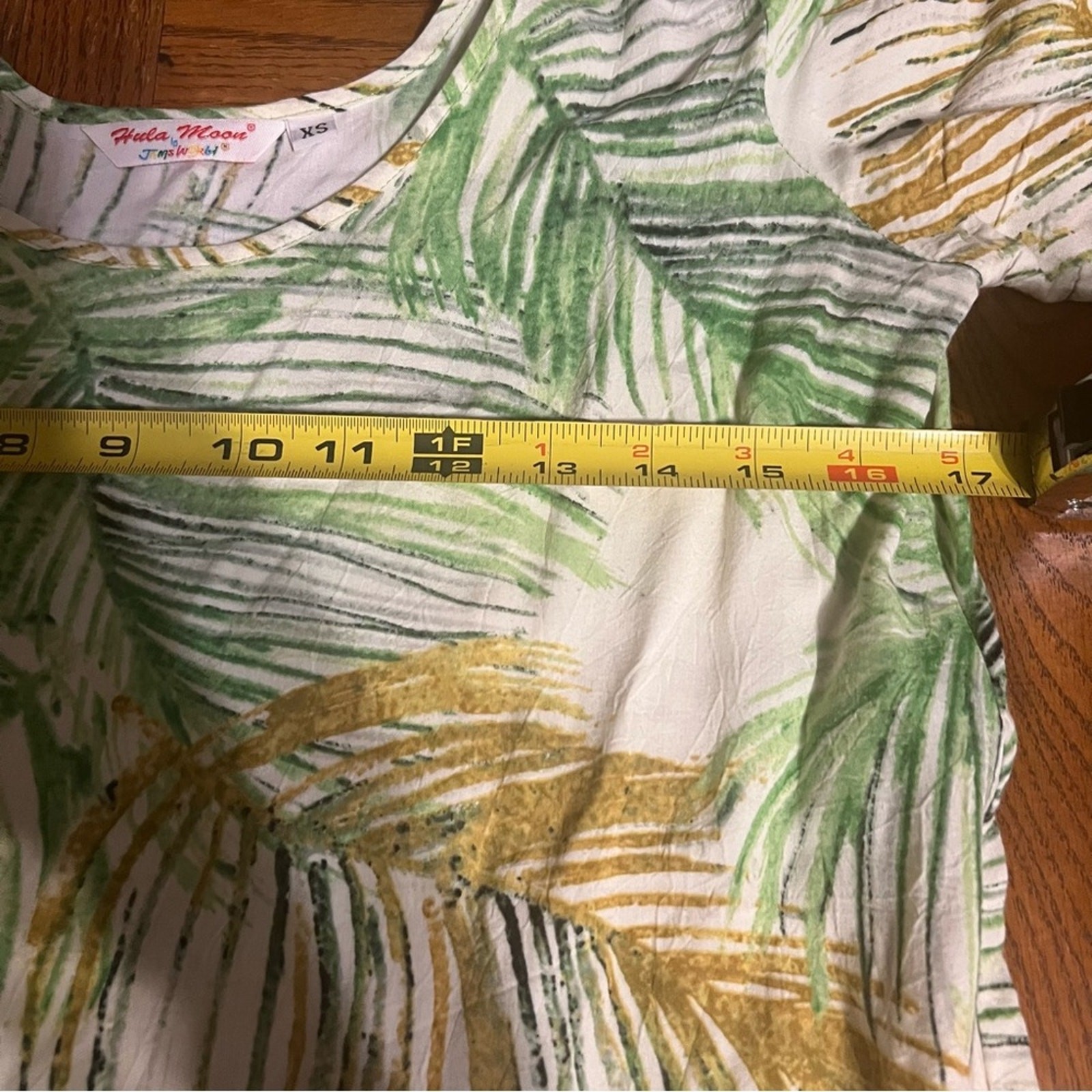Hula Moon Jams World Mini Dress Leaf Print Relaxed Fit Island Vacation XS Chic