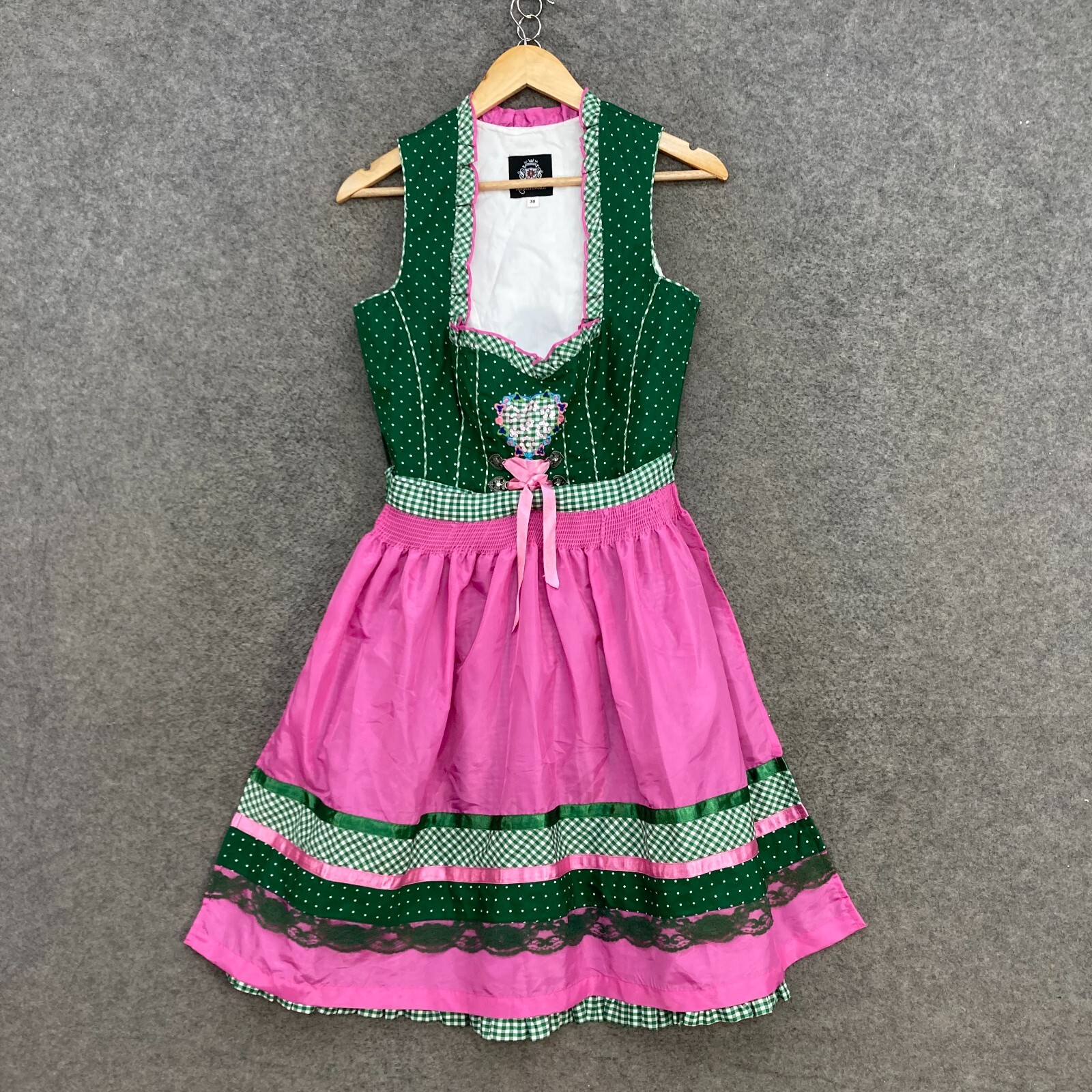 Almenrausch Oktoberfest German Dress Womens 38 S Small Green Pink Party 2911