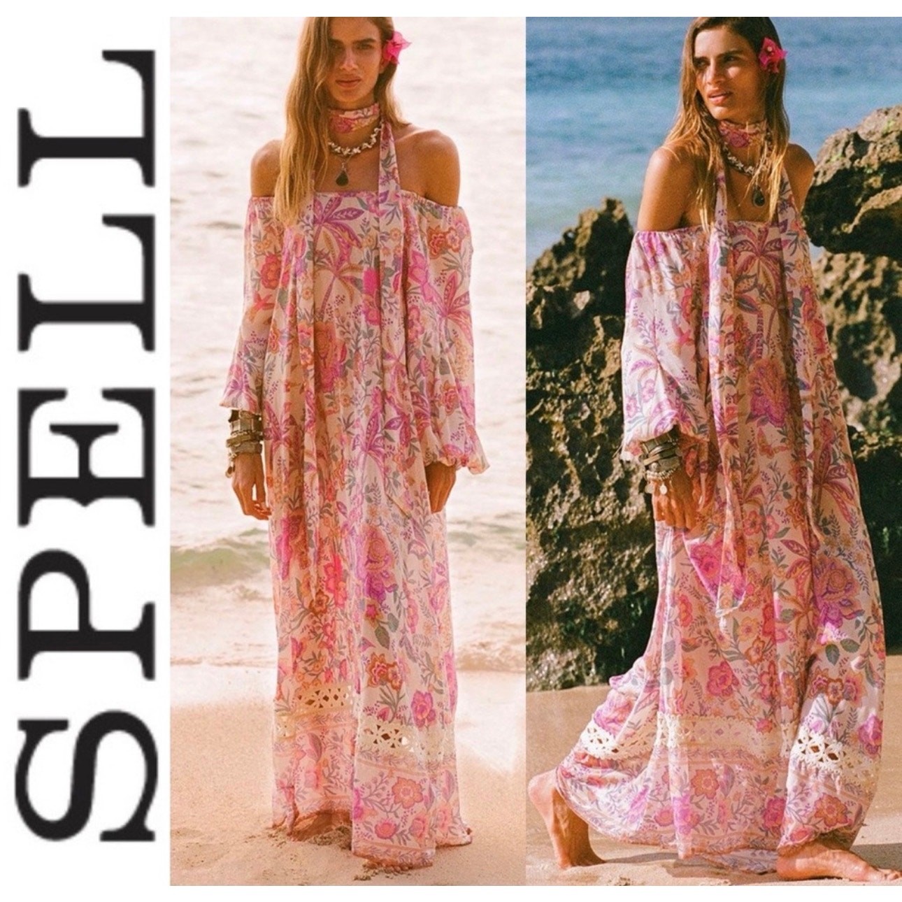 NWT Spell Mojave Lily Gown in Opal Size Small Boho Queen Bohemian Goddess