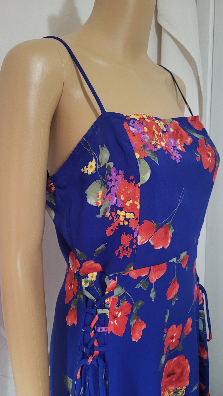 Altar’d State Womens Blue Floral Sundress Fit & Flare Size Medium Multicolor