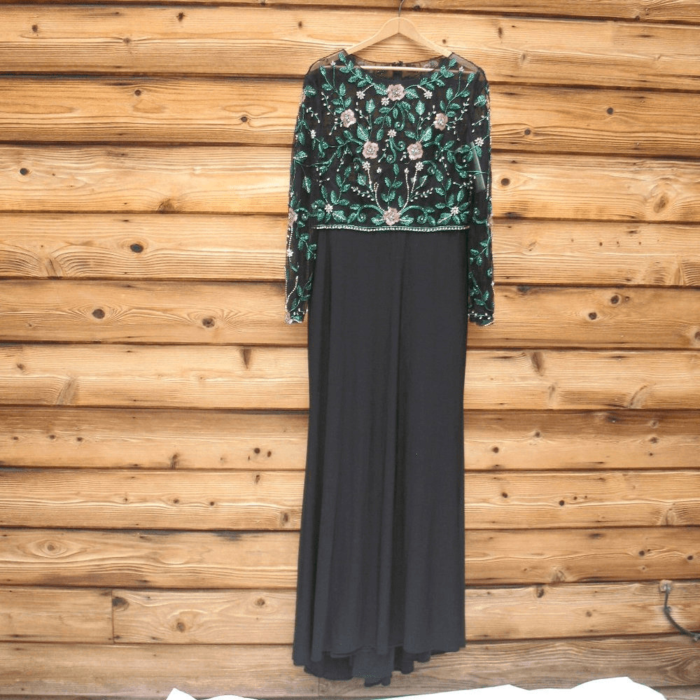 Mac Duggal 67870 BEADED ILLUSION HIGH NECK TRUMPET GOWN Black Multi Size 20