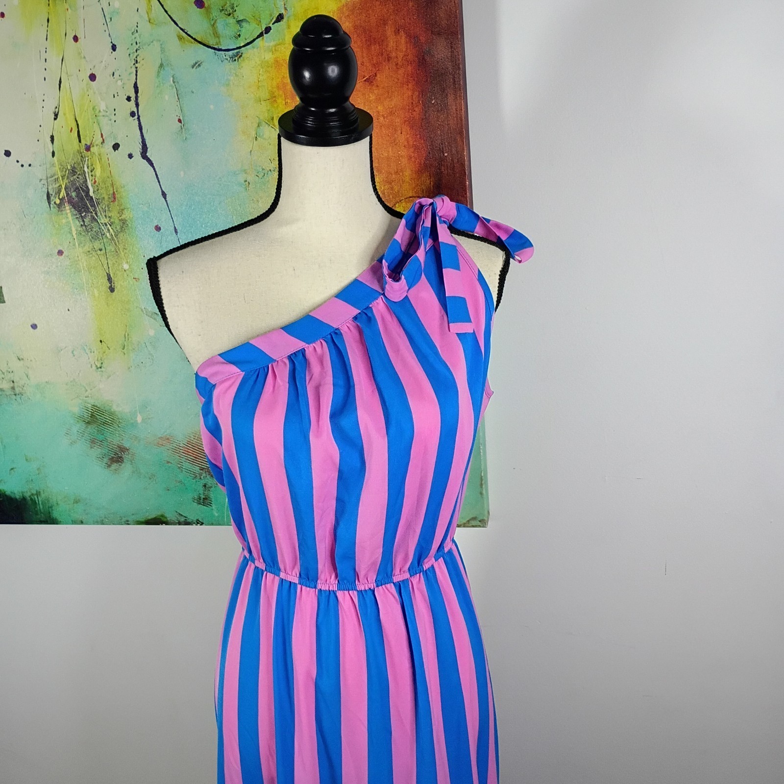 NWT PrettyGarden Pink & Blue Striped Sleeveless Ruffled Sundress