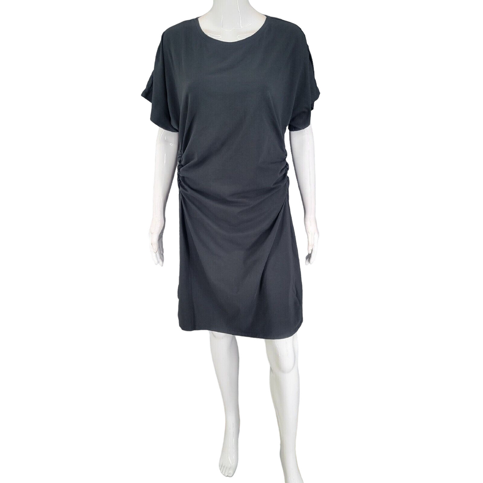 Seed To Style Dress Large Sz Black Casual Cotton Modern Outdoor Top Ruched Side