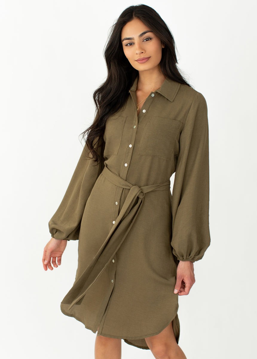 Joyfolie Janie Dress Olive Extra Small Womens Casual Stylish Lightweight