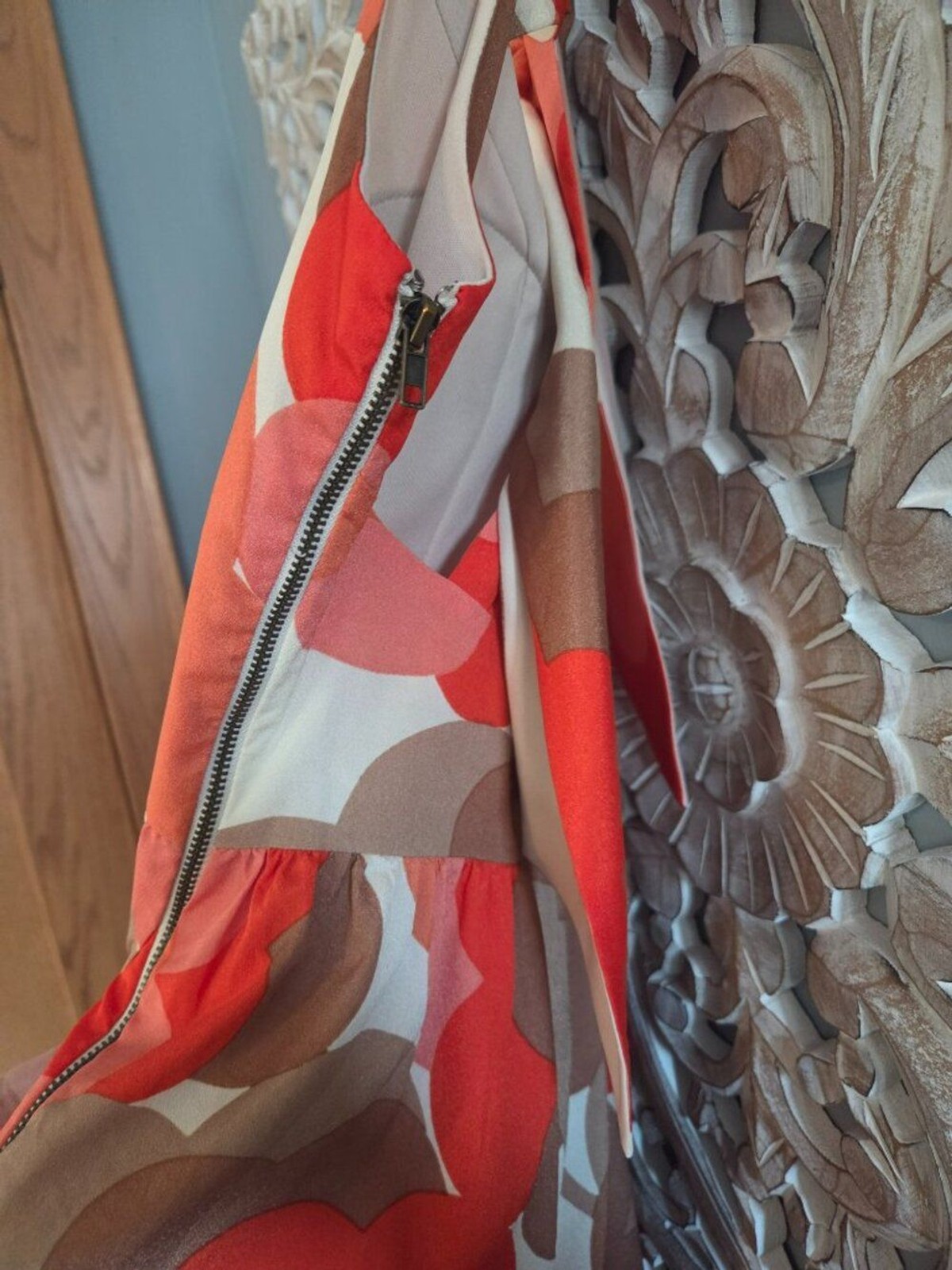 Judith March‎ Retro Orange Brown Flower Midi Dress Small