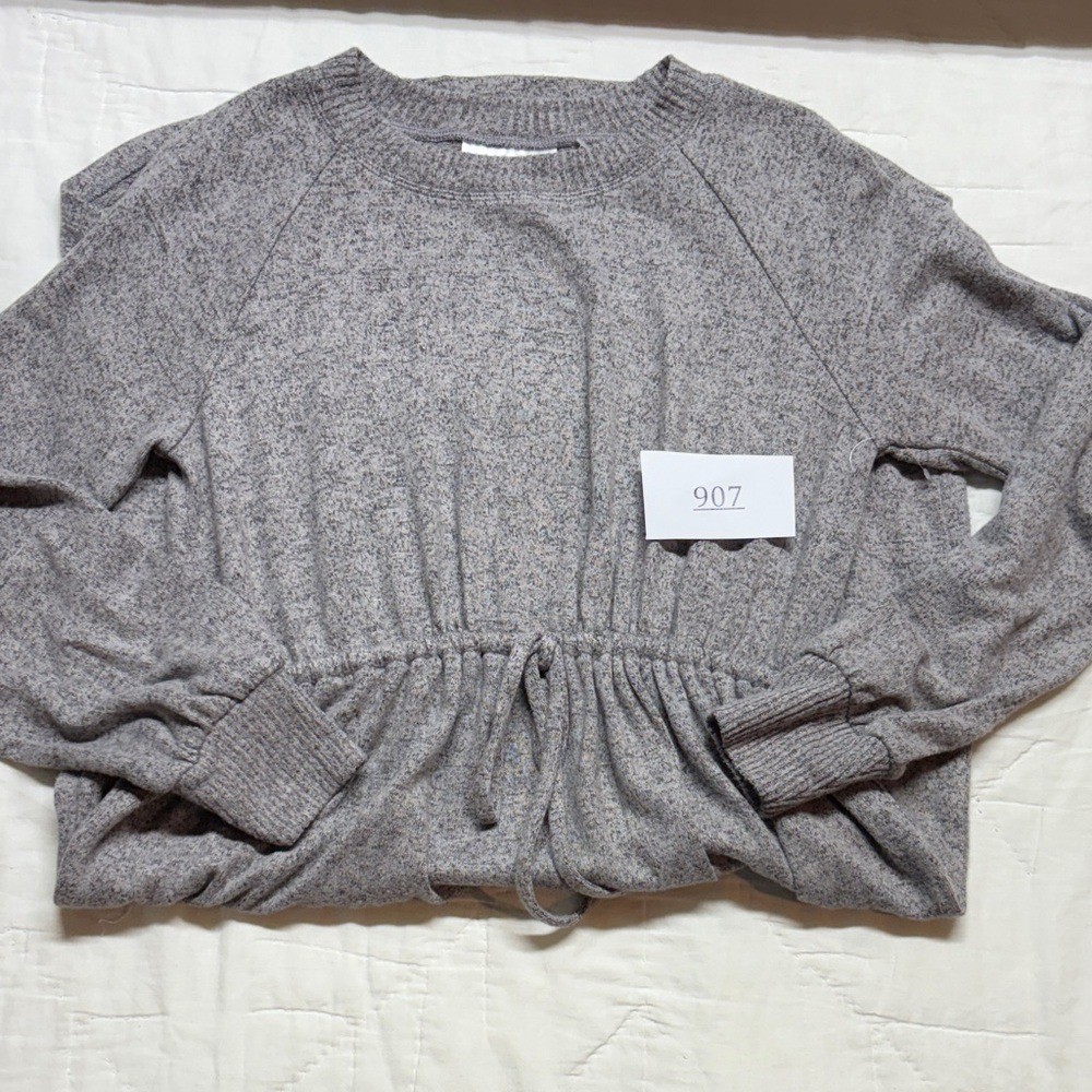 Motherhood Maternity NWT Gray Knit Drawstring Waist Long Sleeve Midi Dress