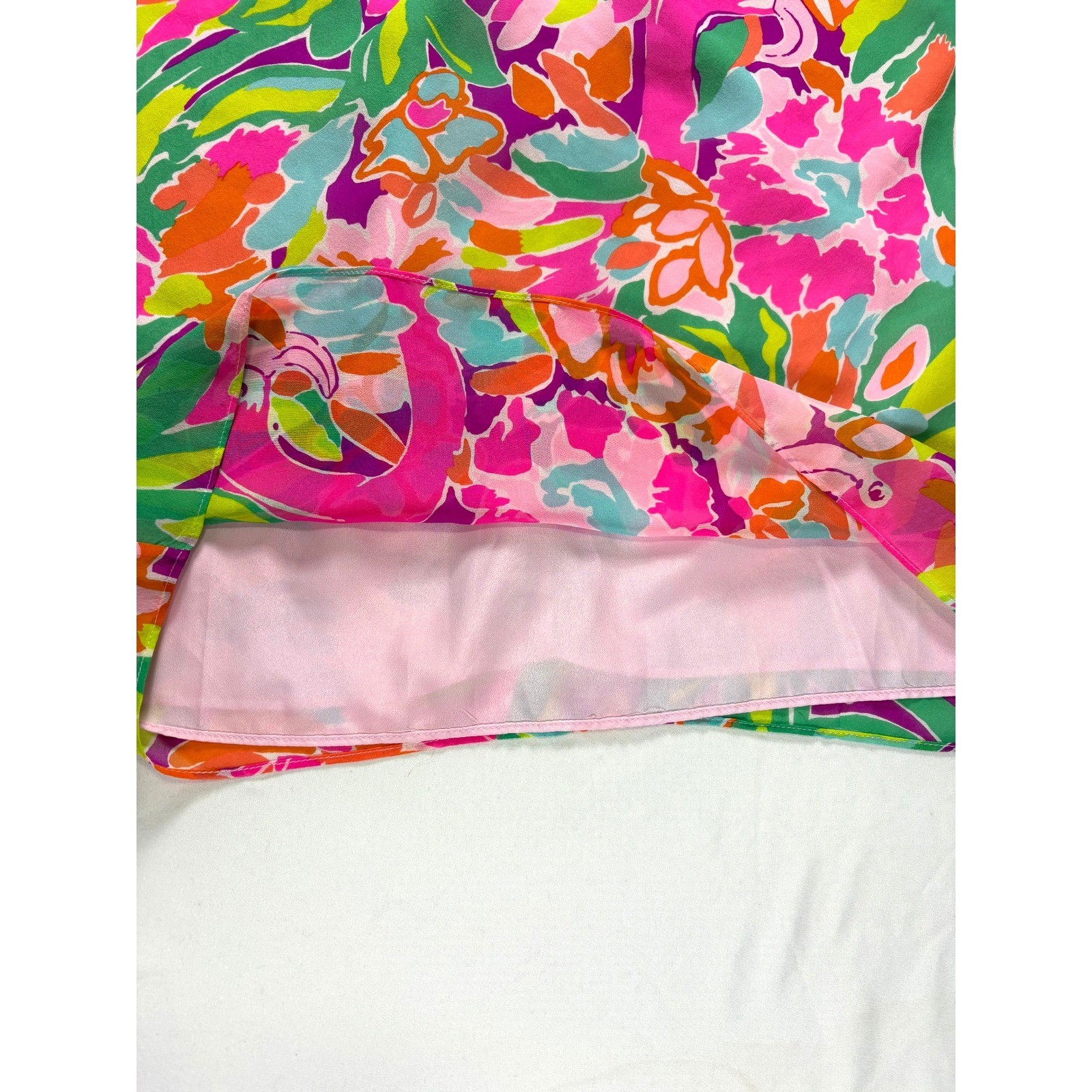 Lilly Pulitzer Caleigh Silk Tunic Mini Dress 2 Flamingo Resort Going Out Bright