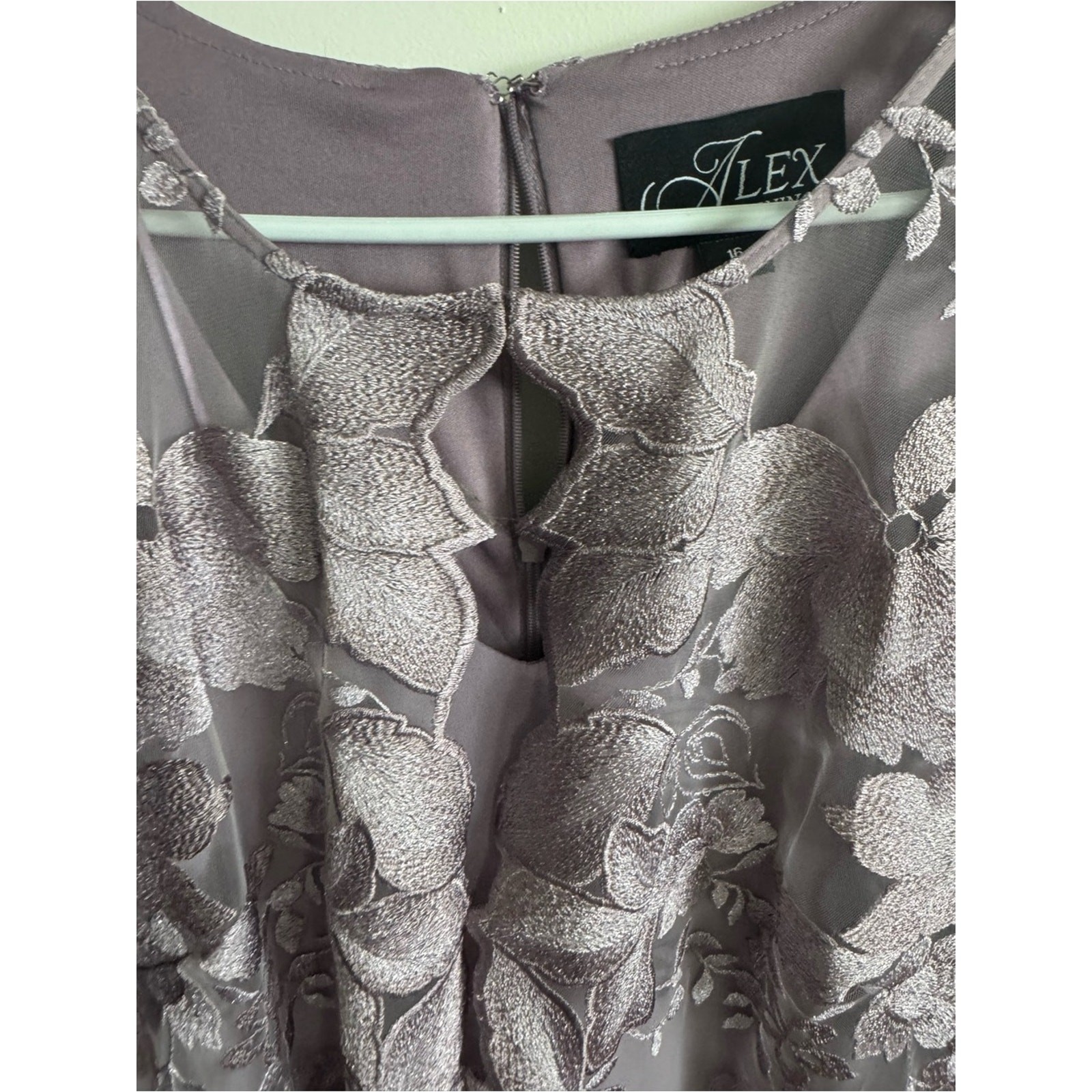 Alex Evening Lilac Cocktail, Evening, Formal Dress w/ sheer floral shell jacket