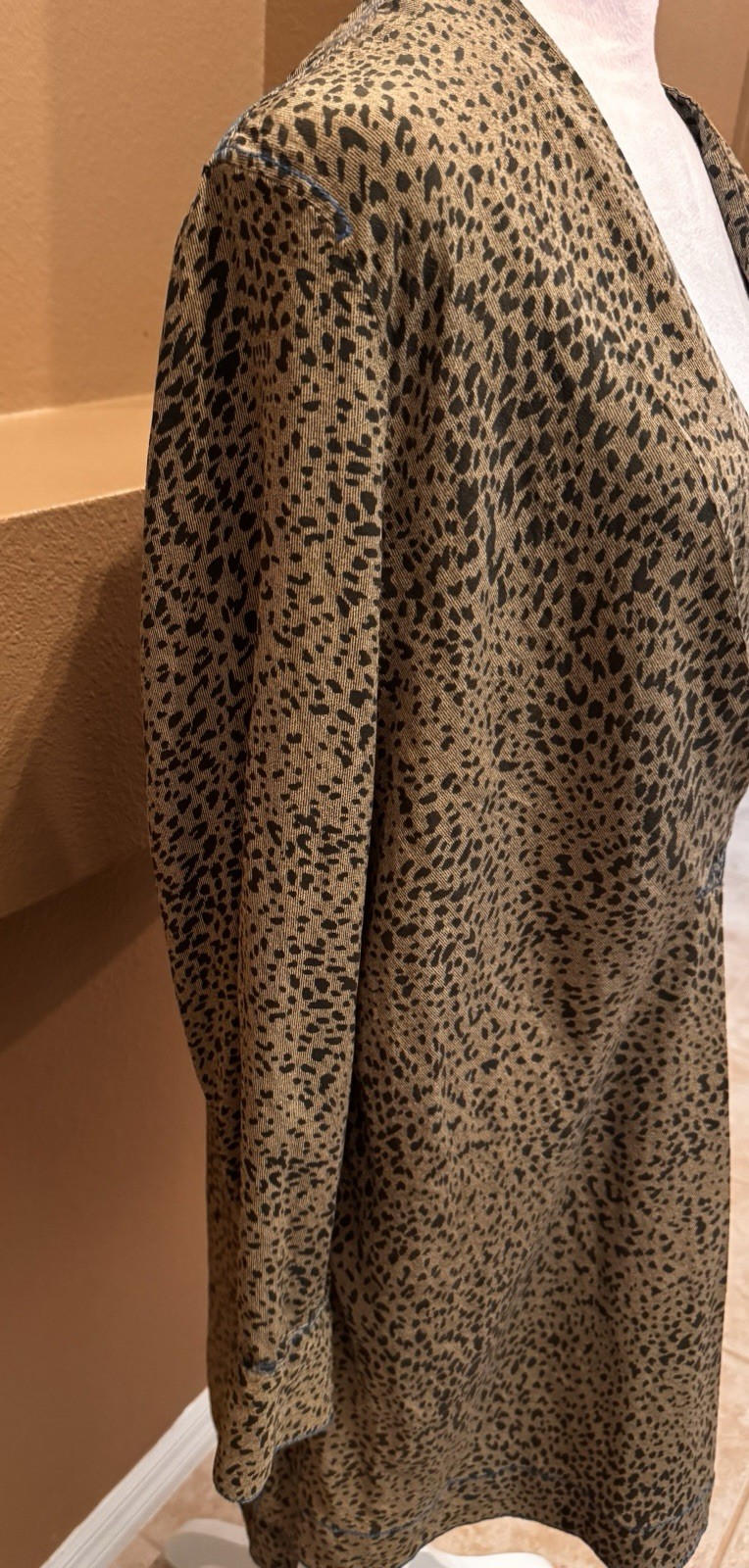 Rag & Bone Shields Slip Mini Dress Tan Drape 100% SILK Animal Print Size L