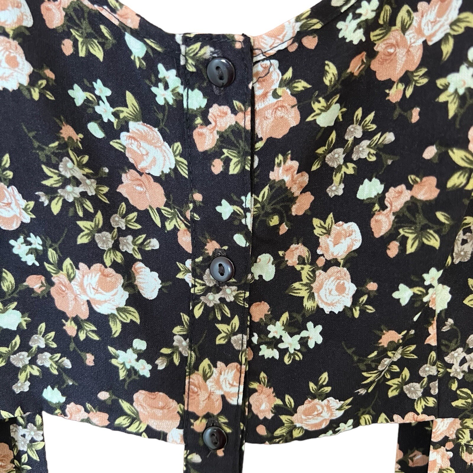 Pins and Needles UO Caged Cut Out Waist Maxi Dress Button Front Floral Sz 4 READ