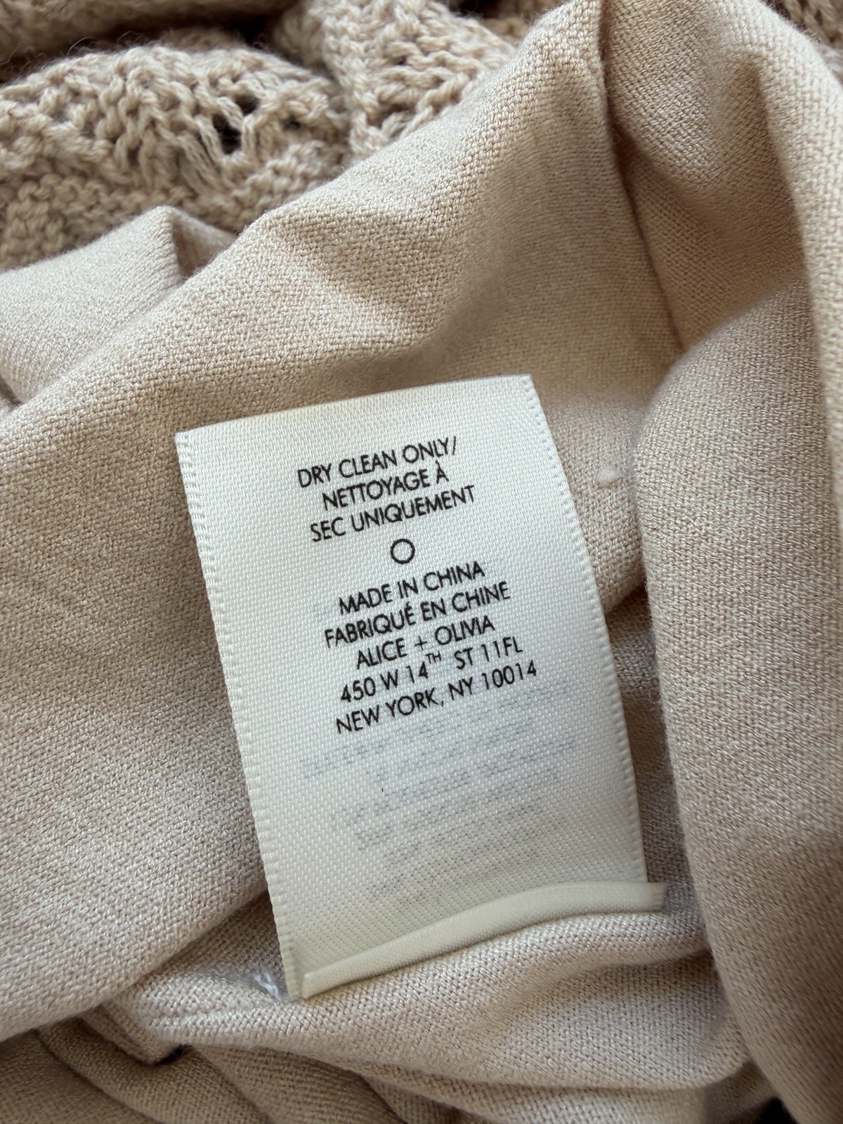 Alice + Olivia Pointelle Knit Halterneck Maxi Dress Beige Oatmeal Size S UK 8 10