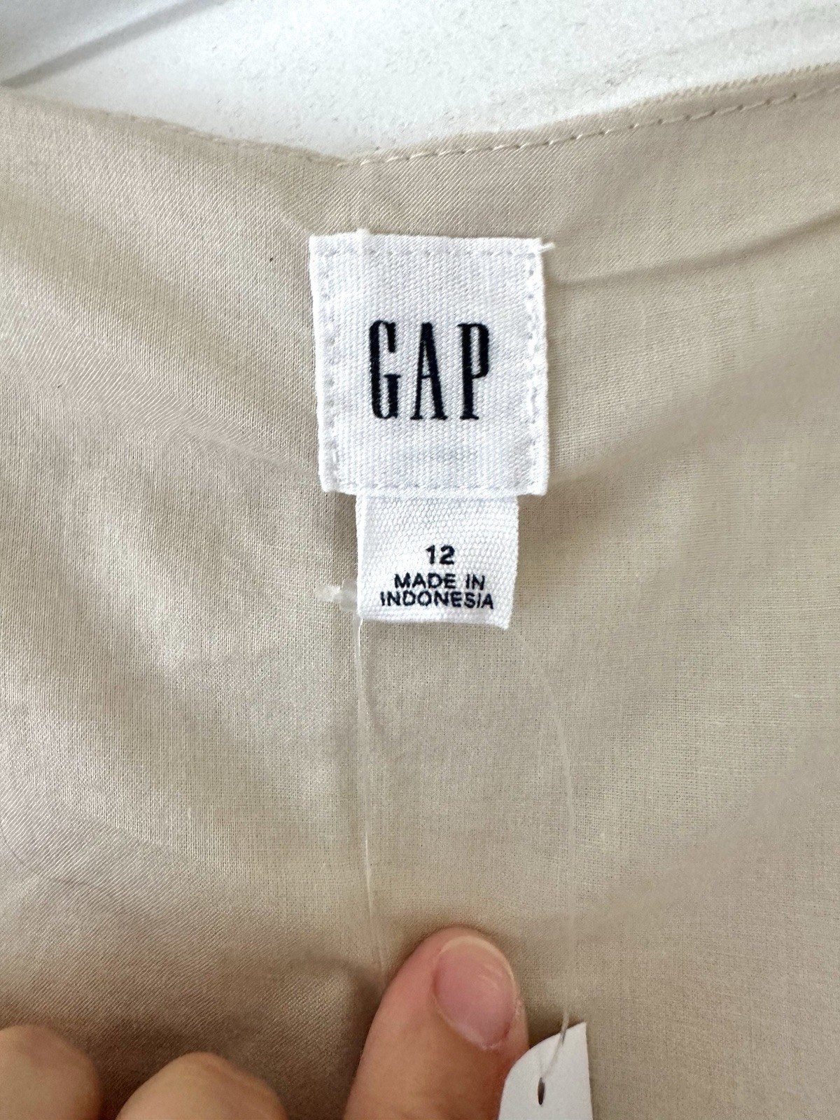 NEW Gap Linen Cotton Midi Sleeveless Button Dress Pockets 12 Tan Khaki Ivory LG