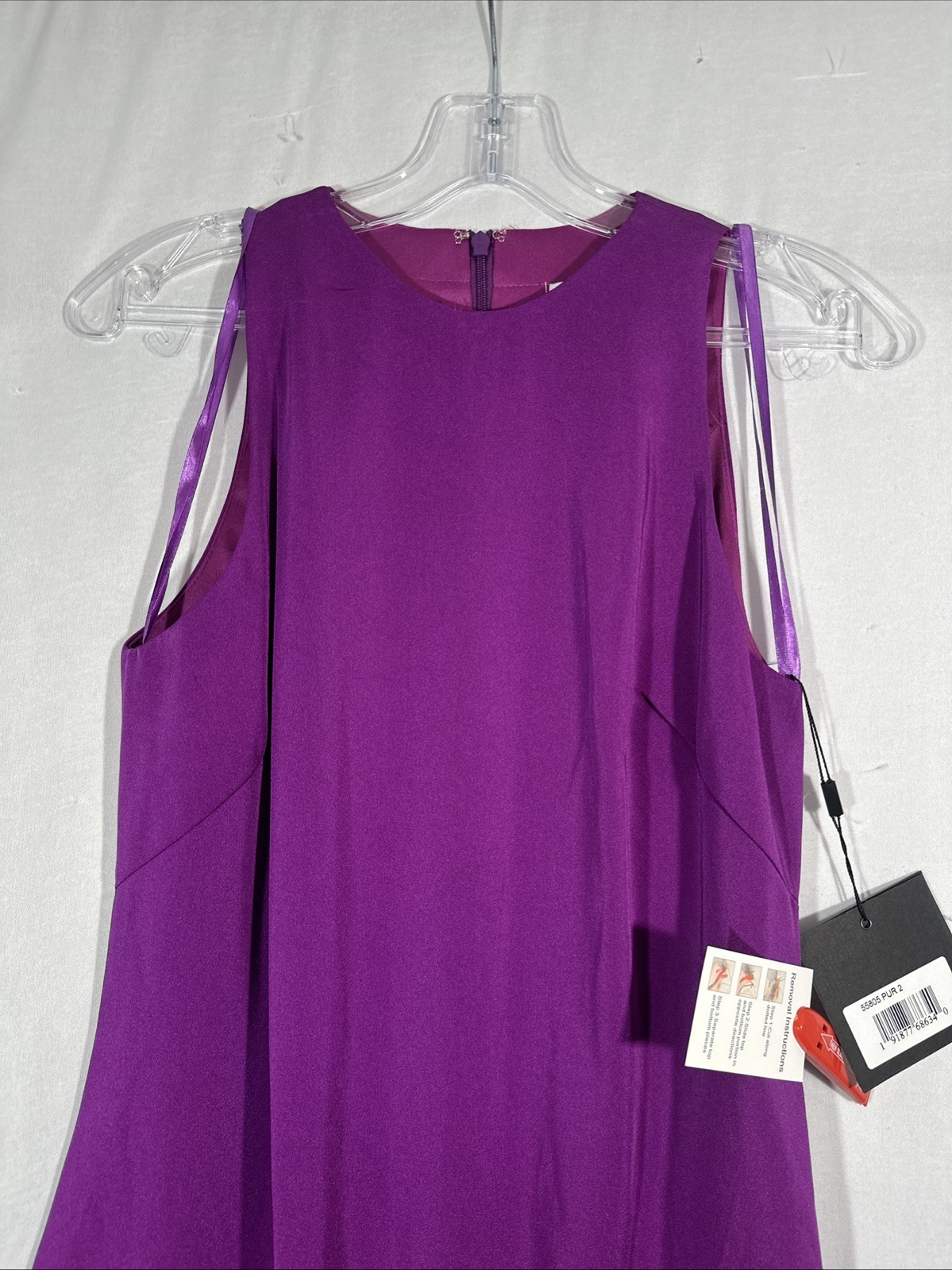 NWT IEENA Mac Duggal [ 2 ] 55805 Feathered Hem High Neck Trapeze Dress #U1533