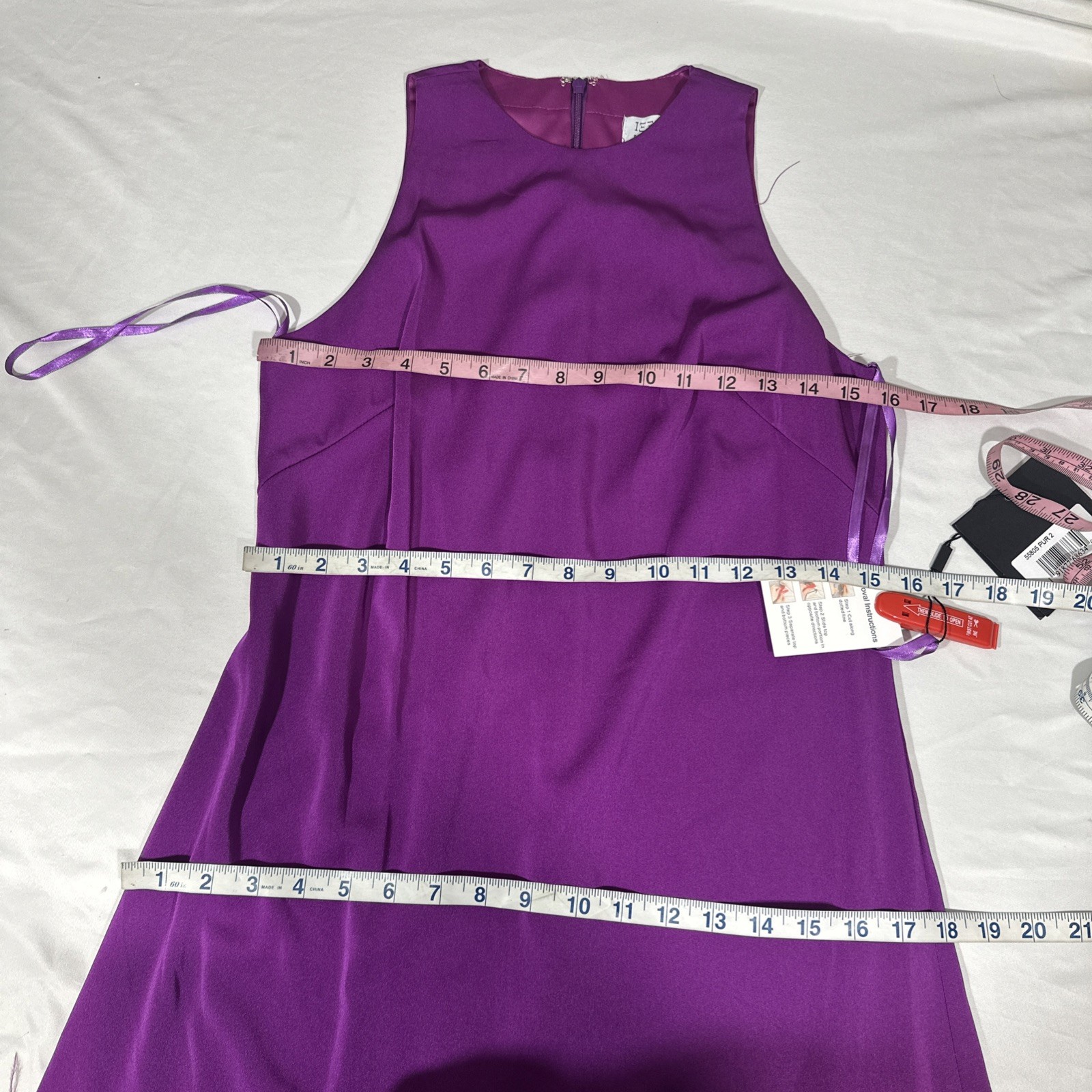 NWT IEENA Mac Duggal [ 2 ] 55805 Feathered Hem High Neck Trapeze Dress #U1533