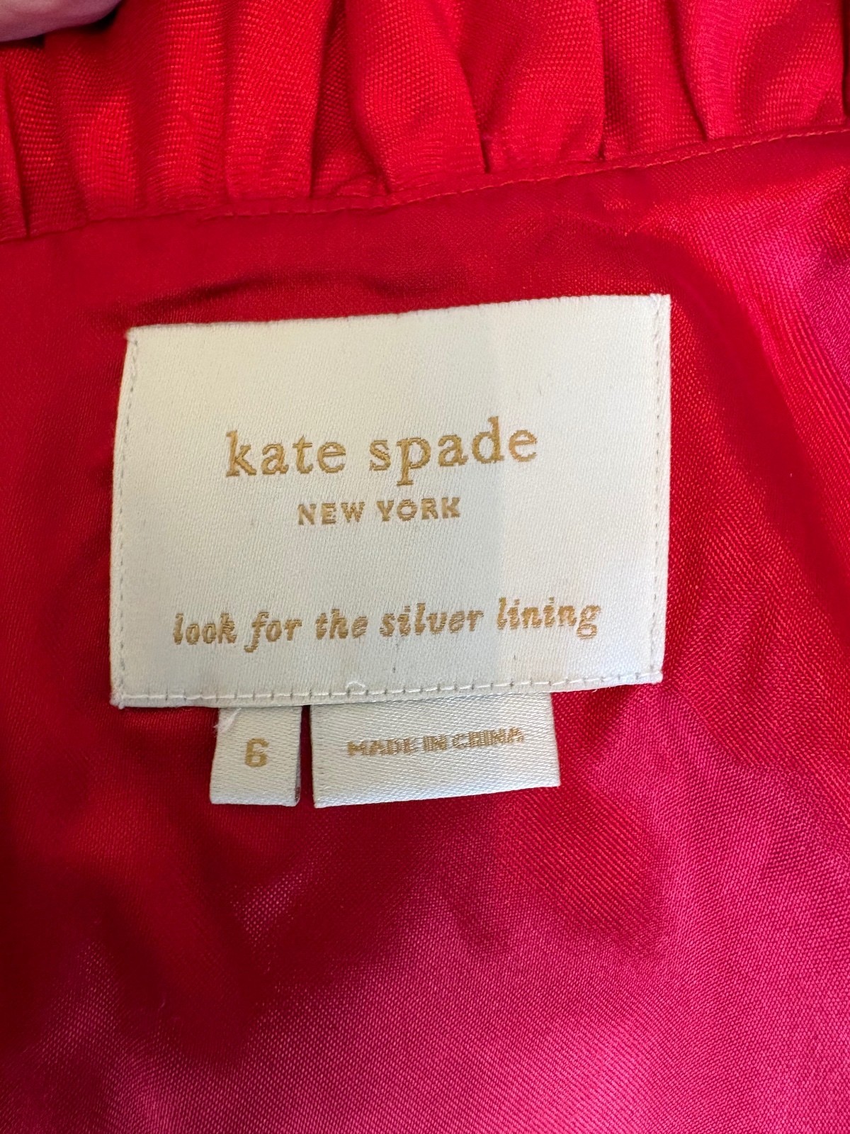 Kate Spade New York Red Silk Blend Ruffle Neck Fit & Flare Cocktail Dress Size