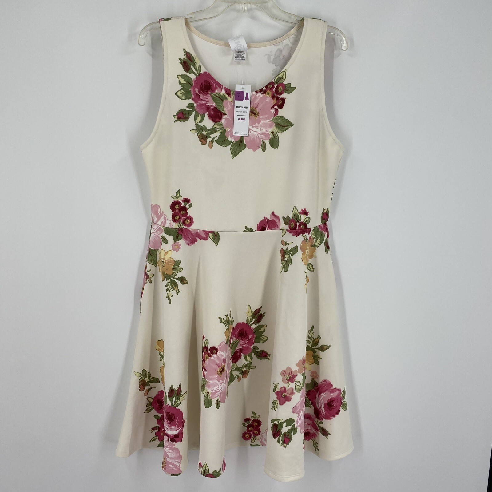 Agnes & Dora Women’s Scoop Neck Sleeveless Floral Mini Fit and Flare Dress XL