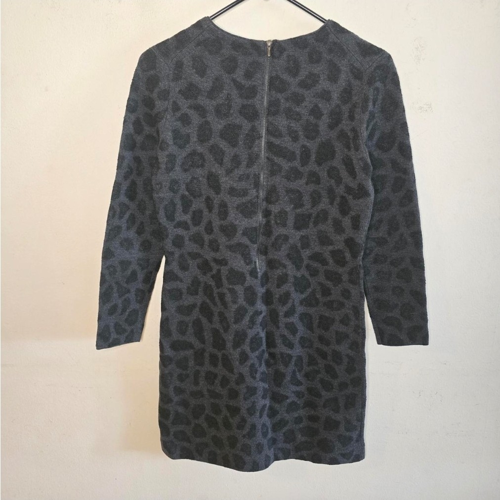 3.1 Phillip Lim Leopard Wool Sheath Dress Women’s Medium Black Gray Designer