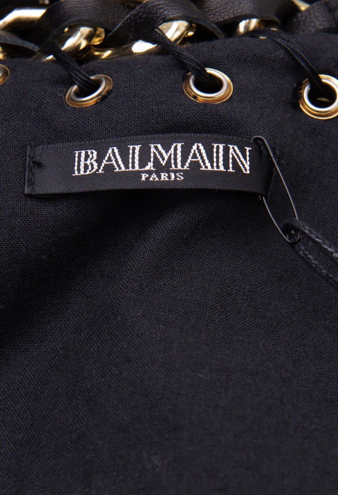 BALMAIN Tweed Fringe Shift Dress 38 M Linen-Blend Chain Trim Black RRP £2,650