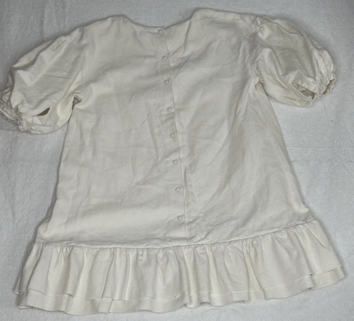 Rosae Paris Ecru Le Nympheas Statement Dress Size 38 Medium Puff Sleeve Short