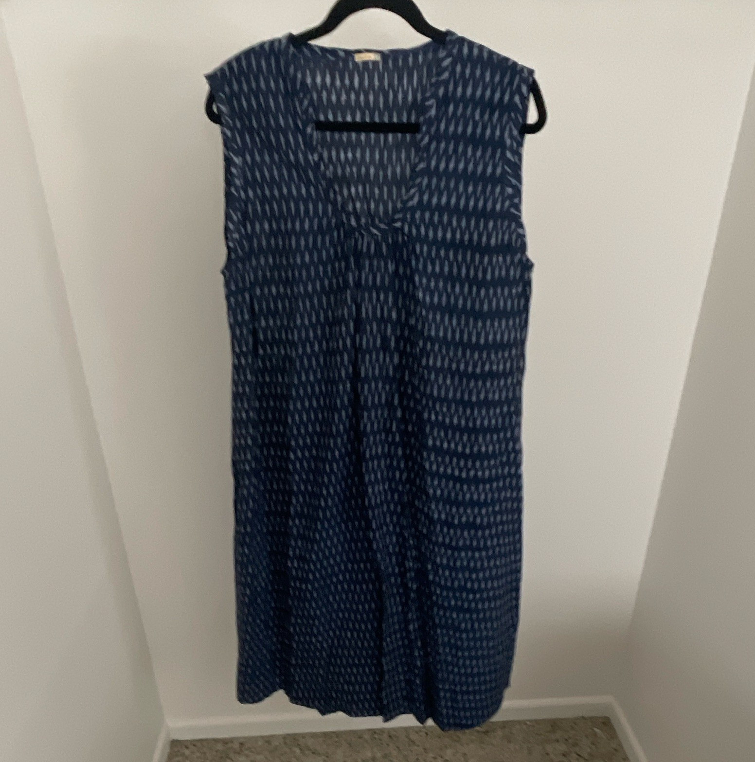 Matta NY Blue Ikat Print Sleeveless Midi Shift Dress Women’s Size XL Boho