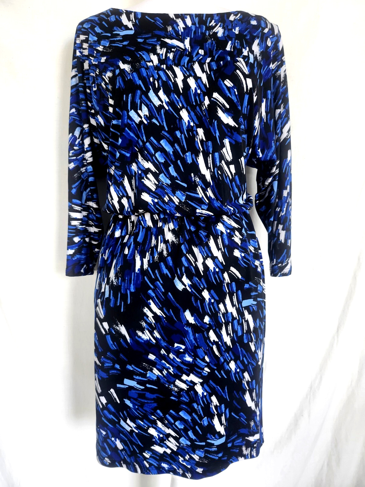 Nine West Women’s Dress Size 4 Elastic Waist Blue White Black Jersey