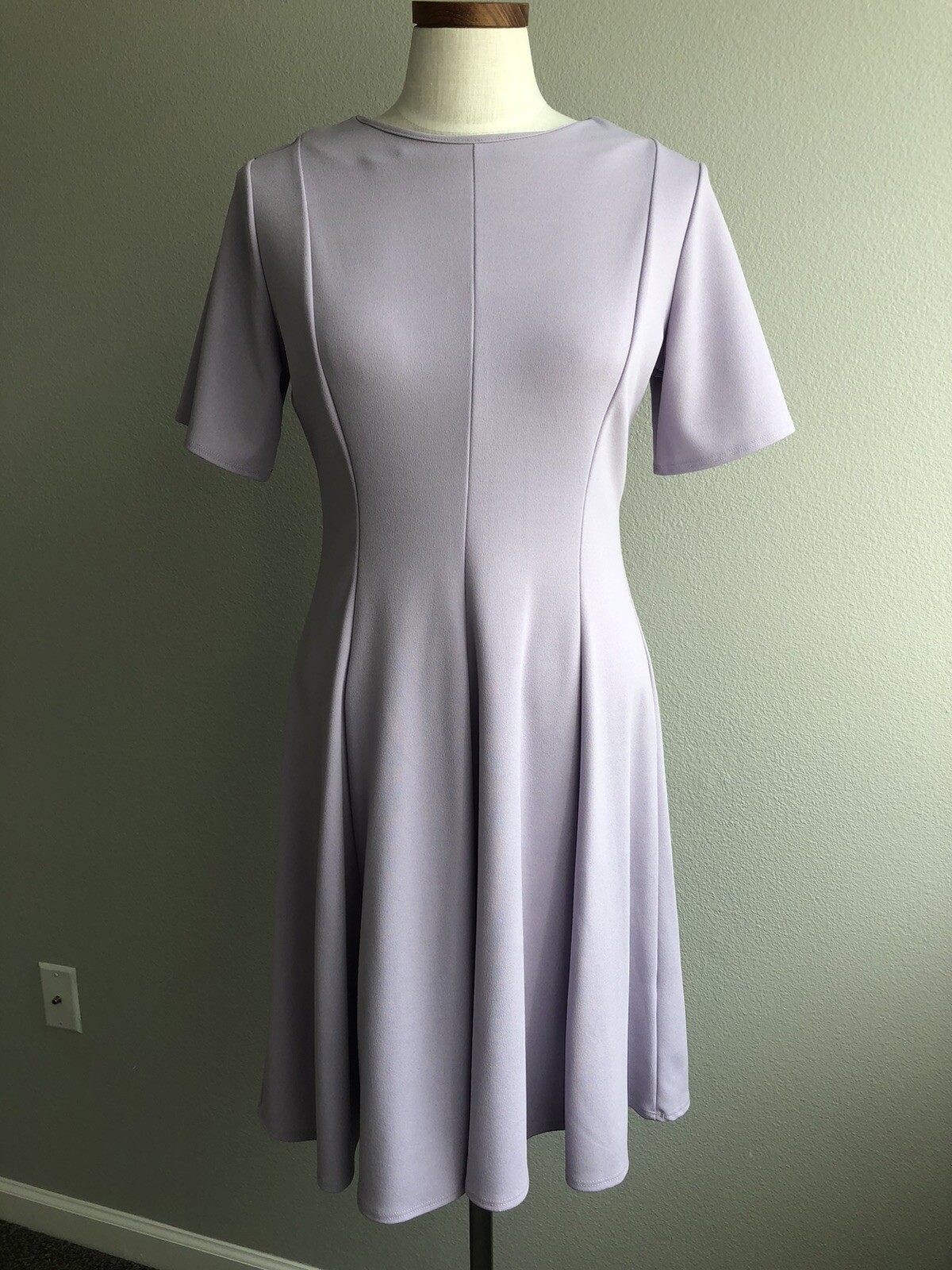 Stevie Hender Women Lavender Purple Short Sleeve Fit & Flare Midi Dress Sz M NWT