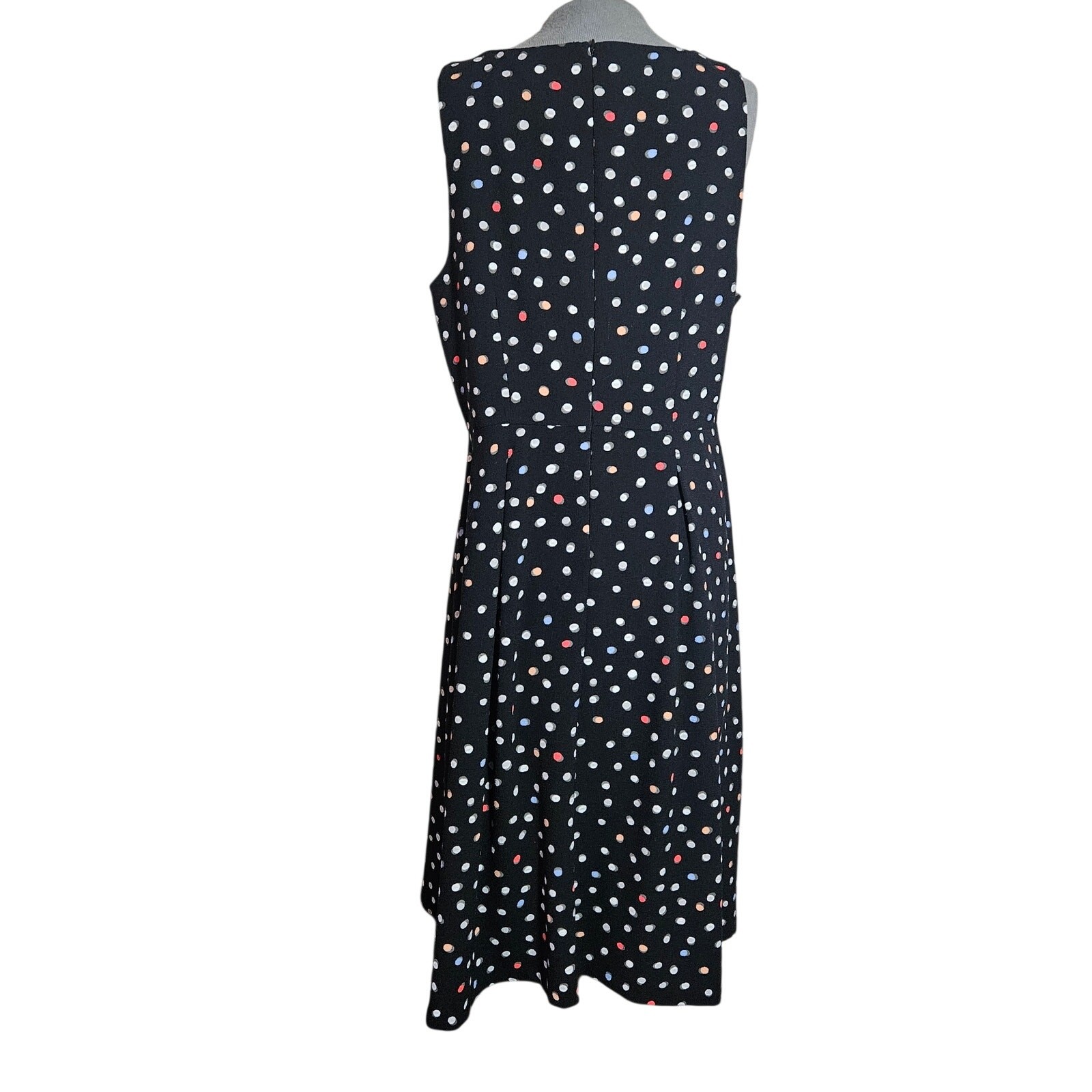 Black Multi Color Polka Dot Sleeveless Dress Size 14