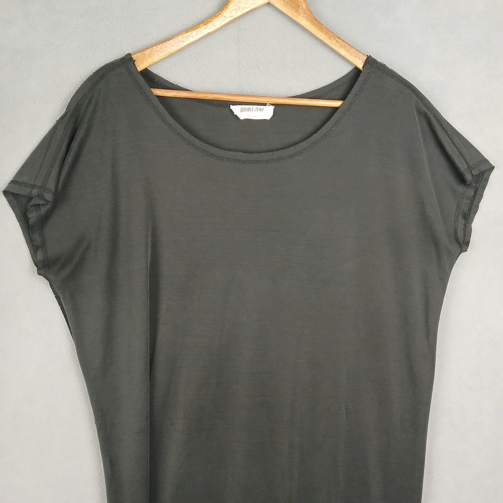 Double Zero Drop Shoulder Midi Dress Womens Medium Black High Low Hem Cap Sleeve