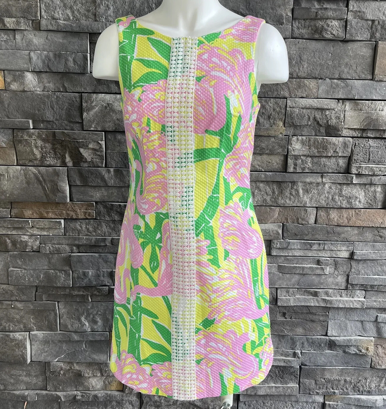 Lilly Pulitzer Flamingo Sheath Dress Size 4 Colorful Resort Vacation Party Beach