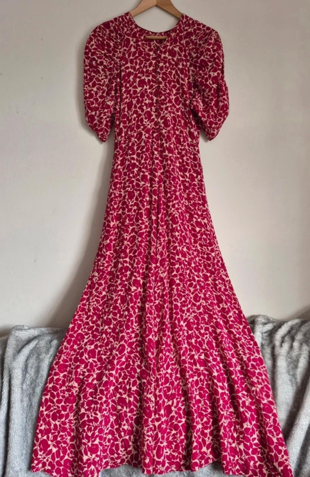 True Vintage Petite Maxi Dress Puff Sleeve UK6 Handmade cottagecore Prairie Boho