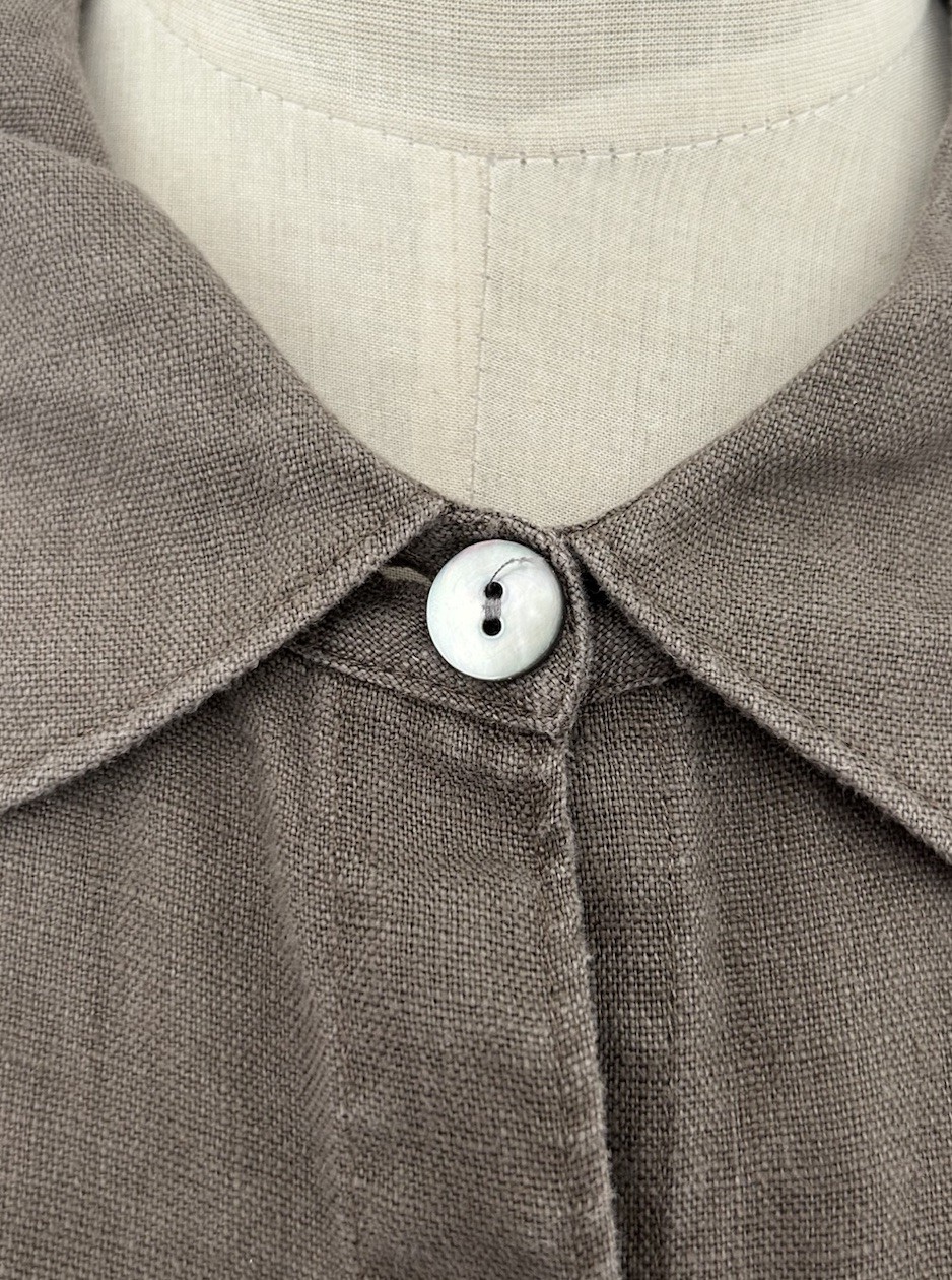 Nordstrom Shirt Dress Plus 20W Linen Maxi Tie Waist Pockets Mocha