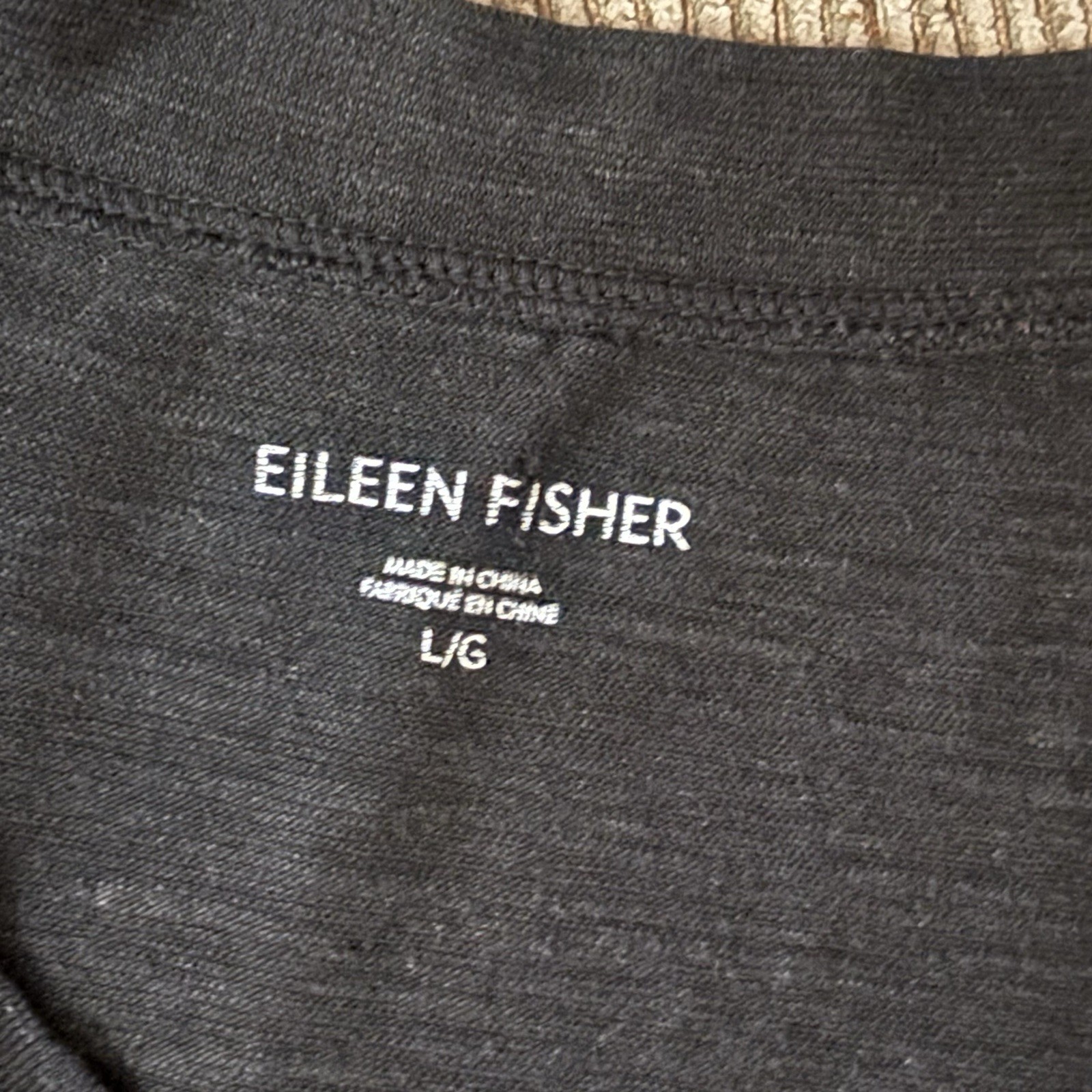 Eileen Fisher Black Hemp Organic Cotton Shift Dress Size Large