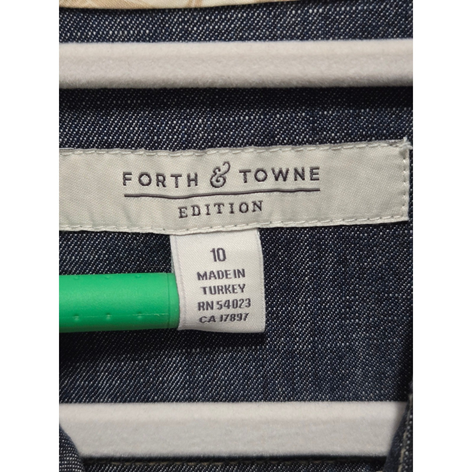 Vintage Forth & Towne Edition GAP Denim Shirt Dress Blue Cotton Belted Midi