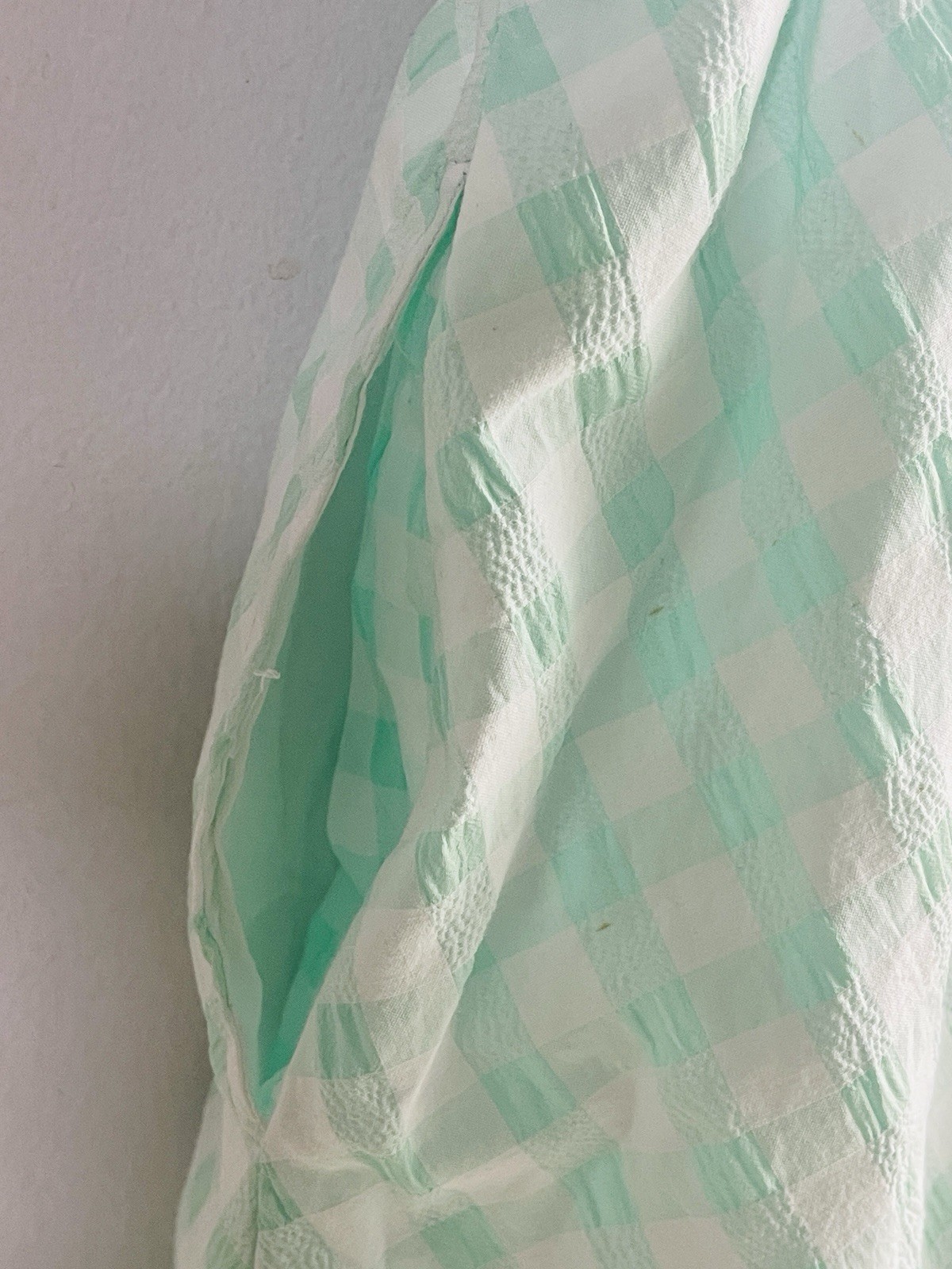ZARA Mint Green Gingham Beaded Mini Dress M Seersucker Floral Bust Cami Pockets