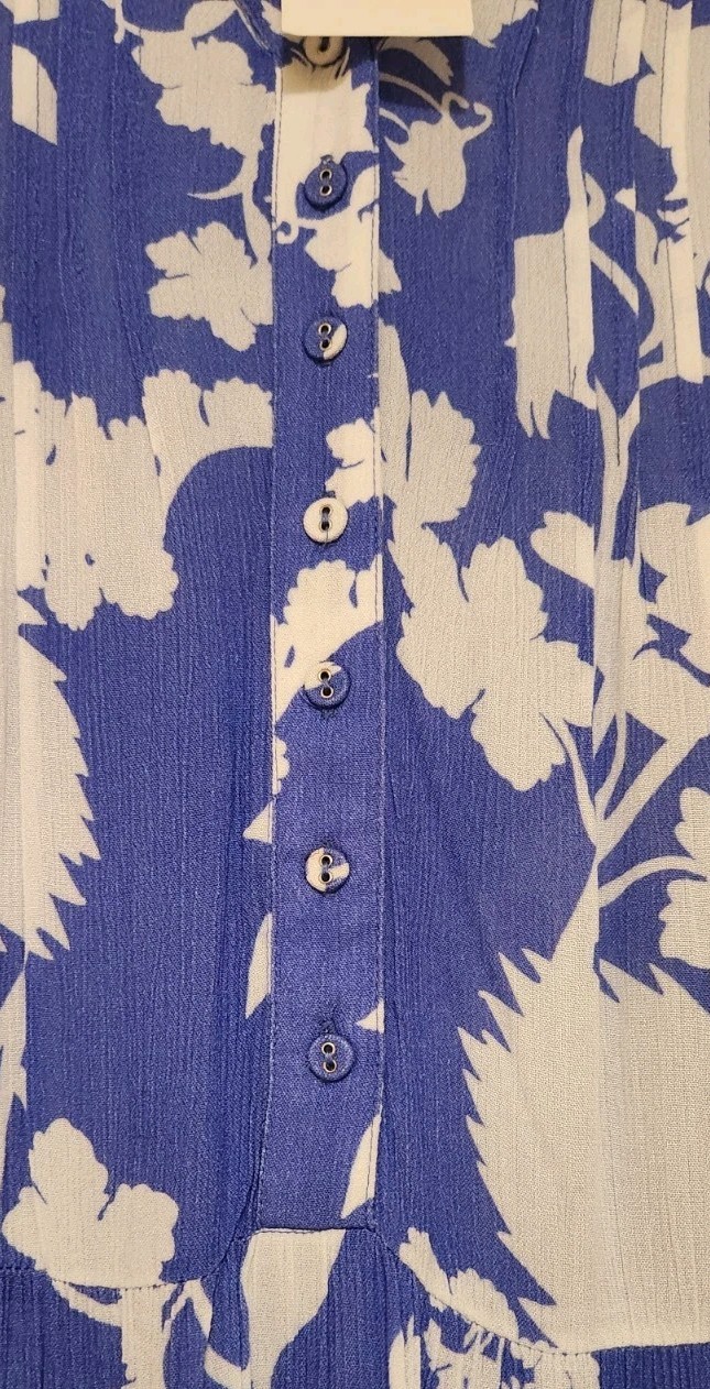 Sunday Saint Tropez Bella Ciao Flower Cover up Mini Dress Blue NWT Women Medium