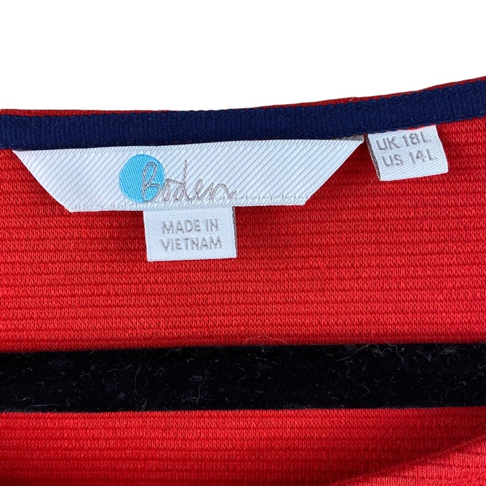 Boden Red Ribbed Shift Tunic Dress Size 14 Long 3/4 Sleeves Classic Holiday