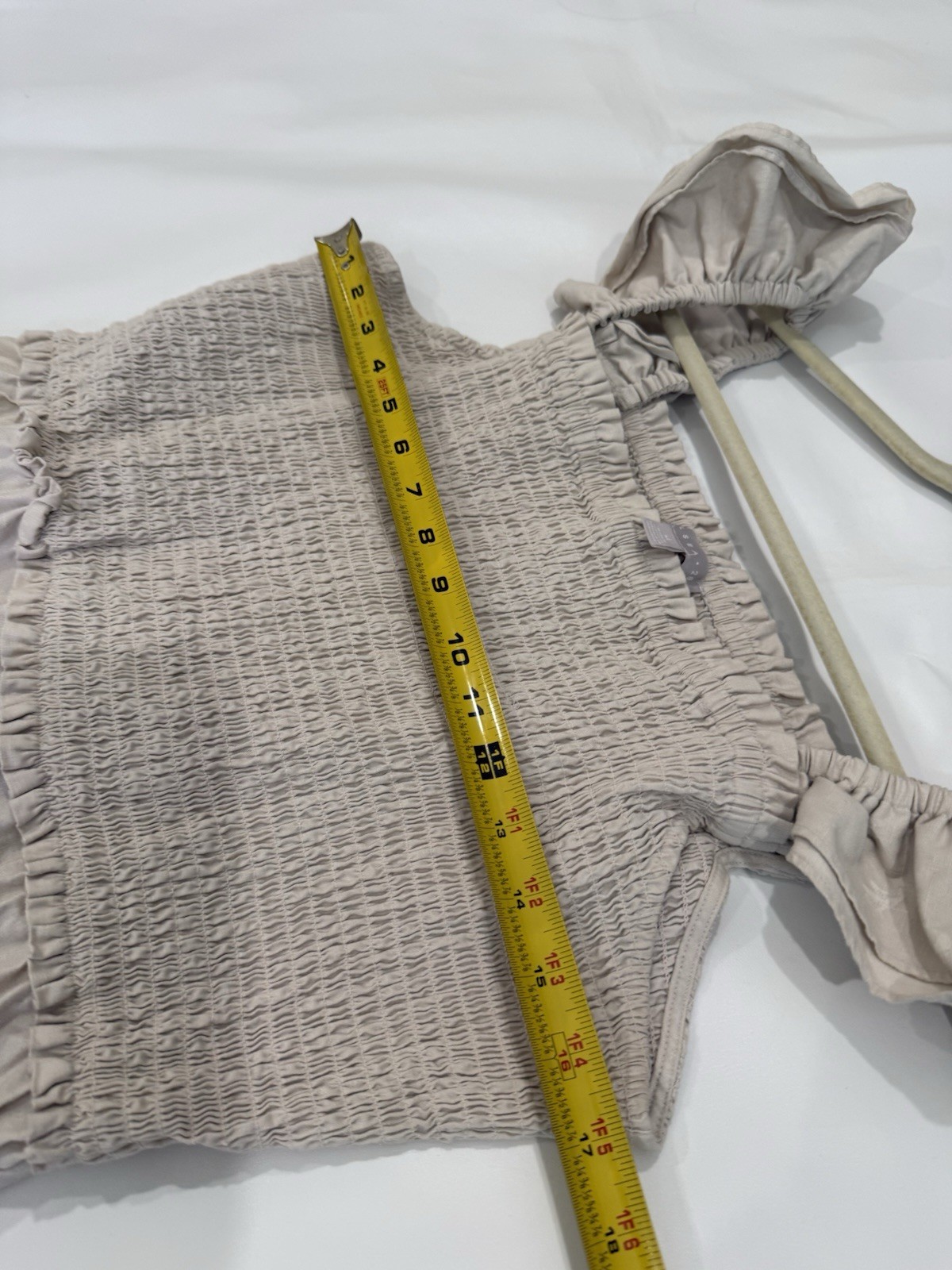 Chelsea28 Linen Blend Resort Smocked Dress Long Ruffle Sleeves Sz XL Khaki