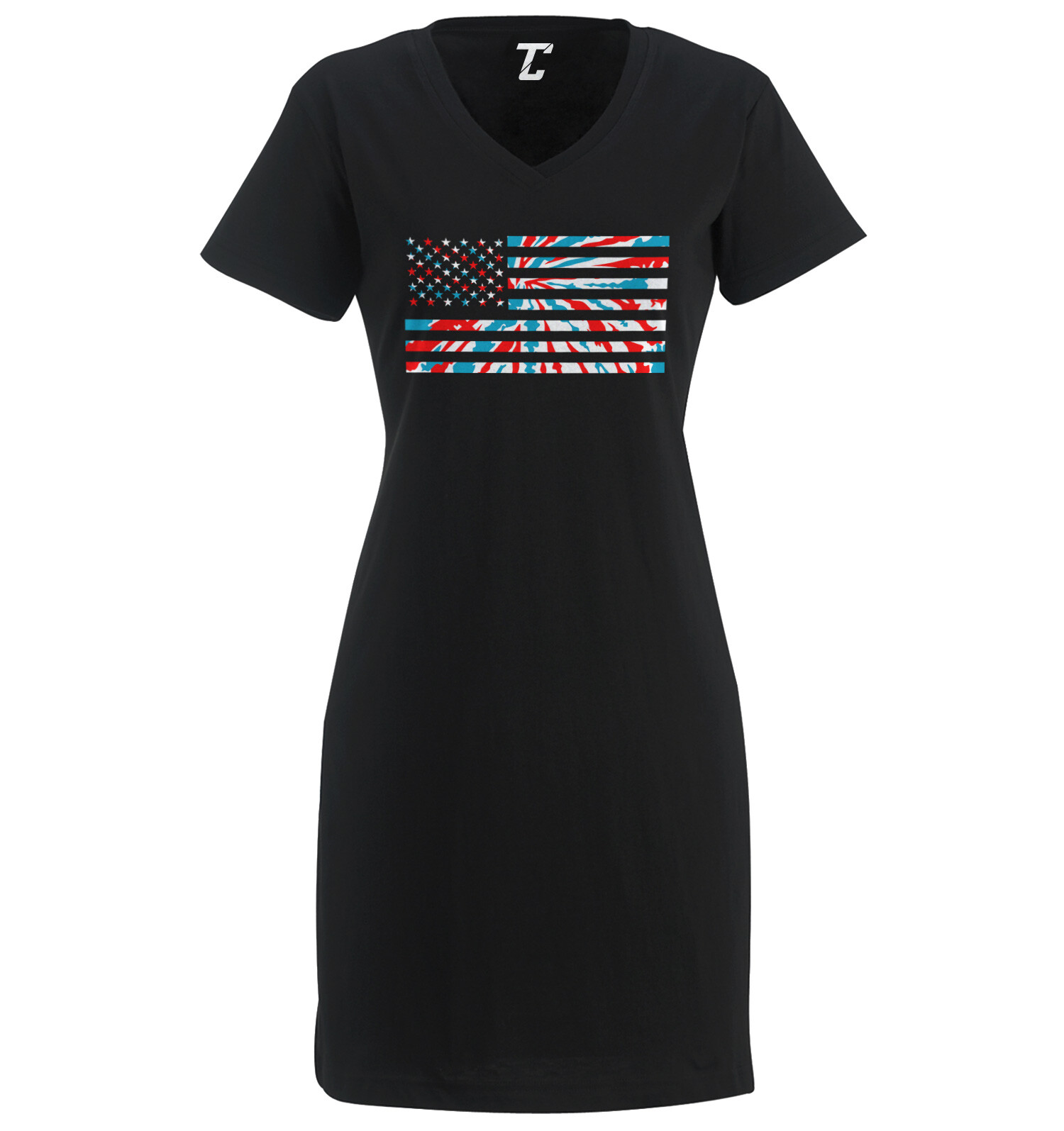 USA Flag Red White And Blue Tie Dye Pattern Women’s Dress