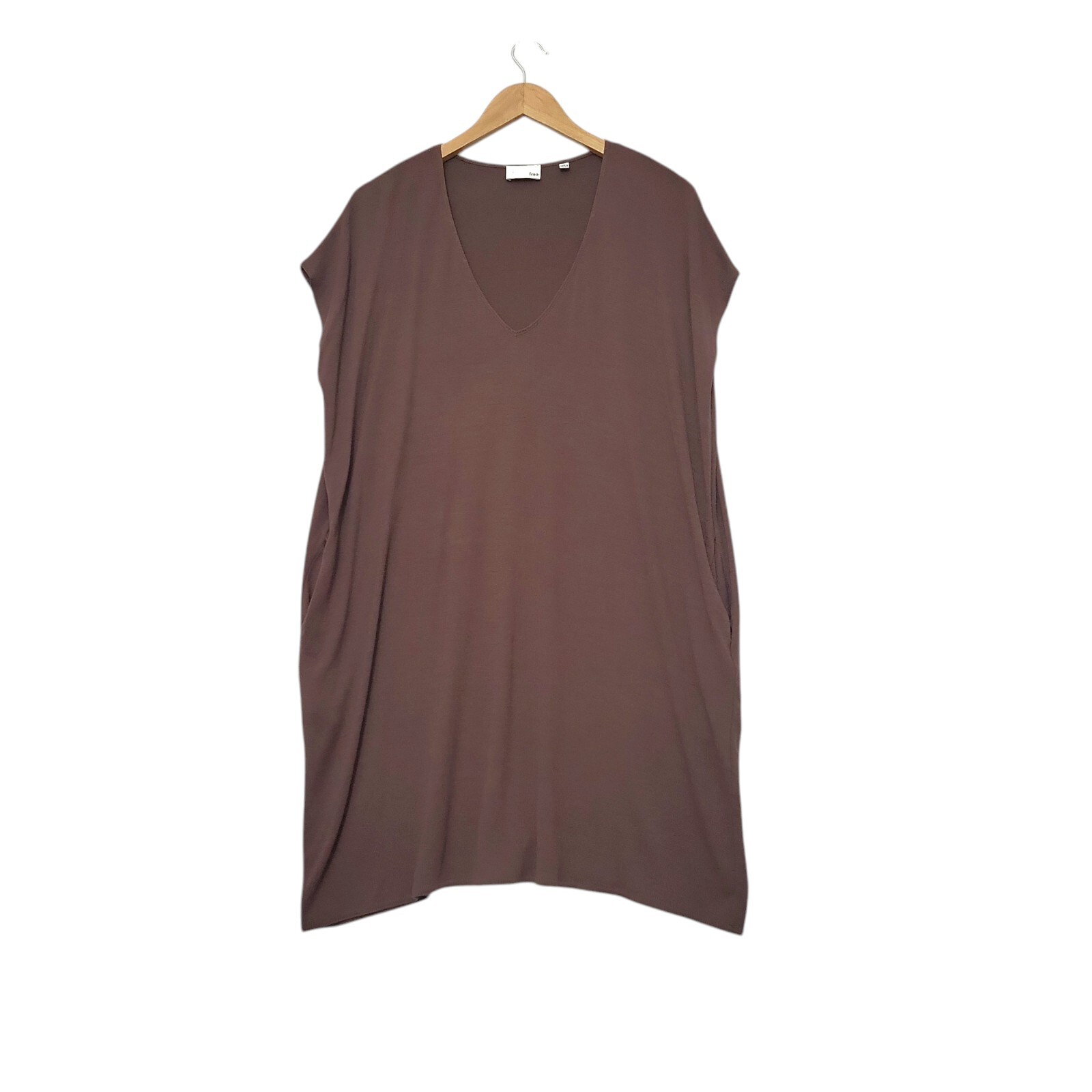 Aritzia Wilfred Free Knit Shirt Dress Oversized Relaxed Fit Brown Size Medium