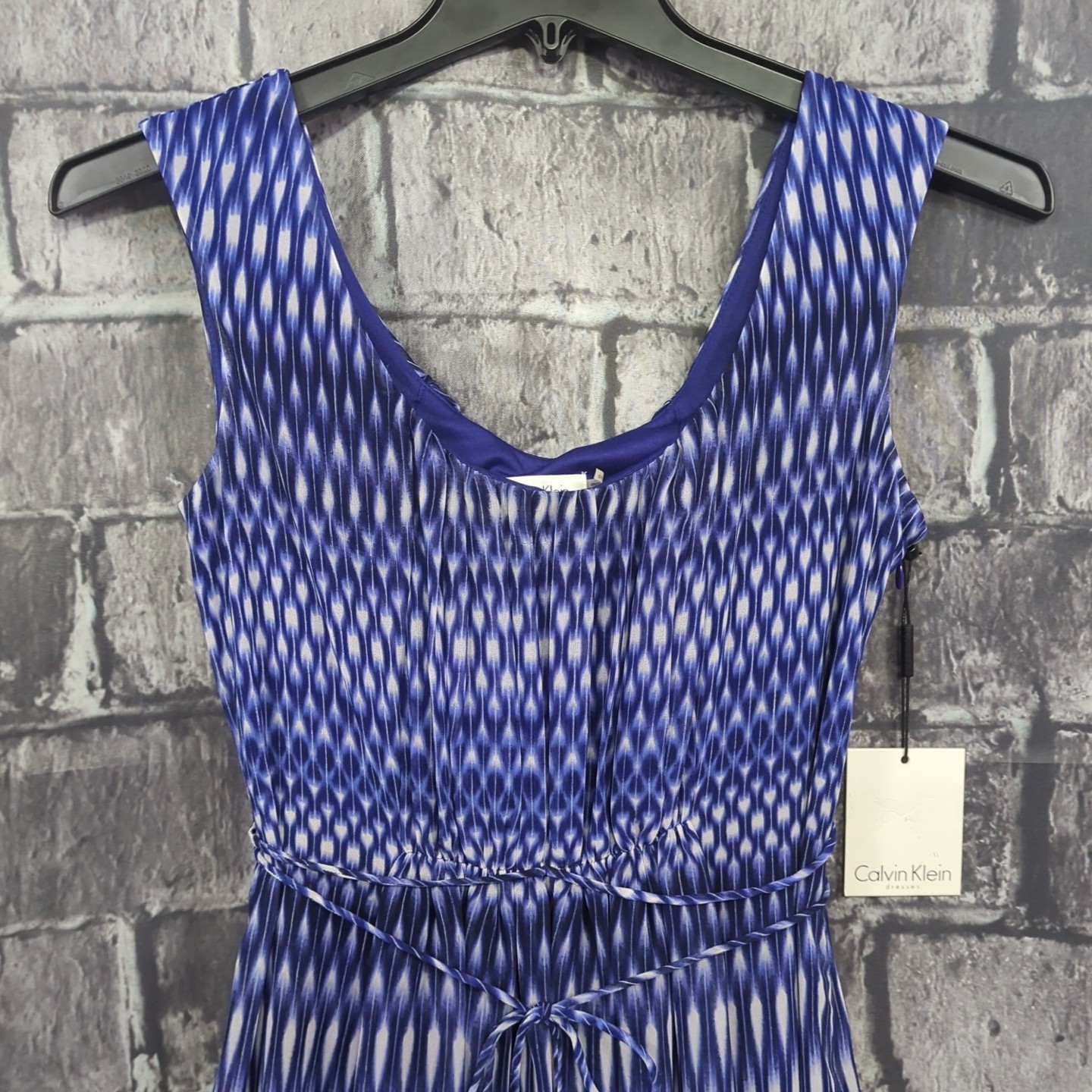 Calvin Klein Size 8 Fit & Flare Side Zip Chiffon Byzantine Blue Maxi Dress NWT!