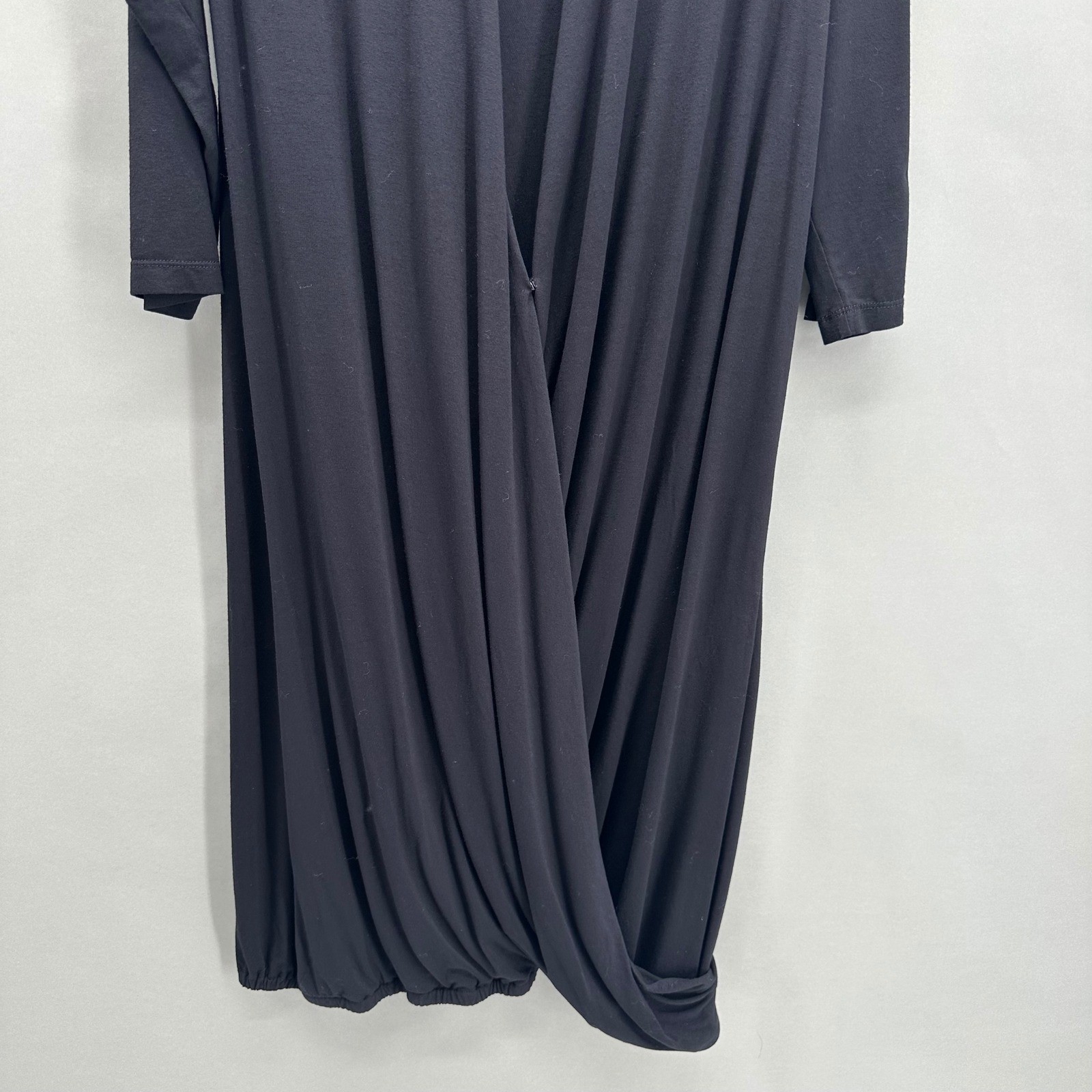 Alembika Black Draped Crossover Bubble Hem Dress Size 4 US10-12 Lagenlook Israel