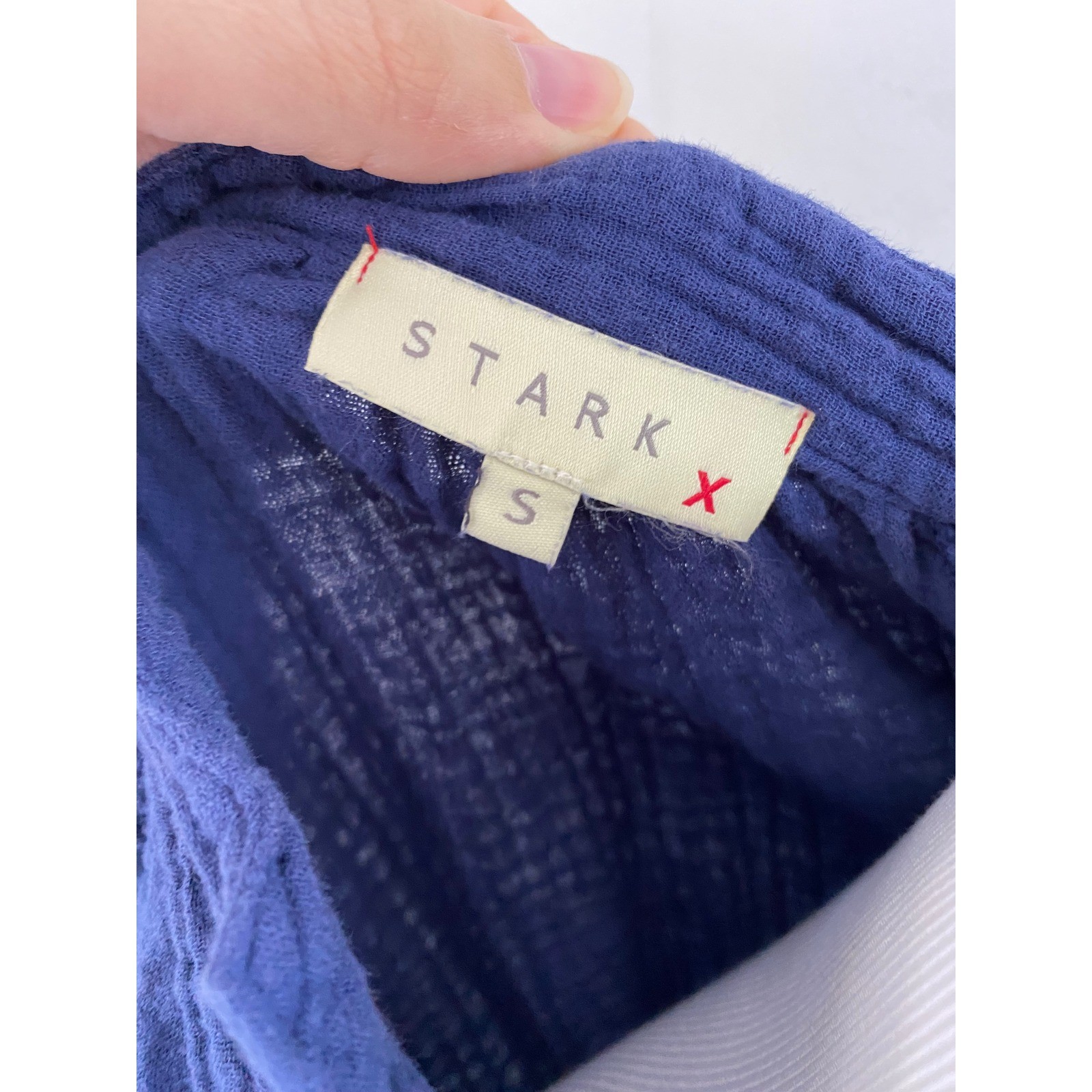 Stark X Womens Size Small Blue Double Gauze Cotton Ruffle Hem Mini Dress Coastal