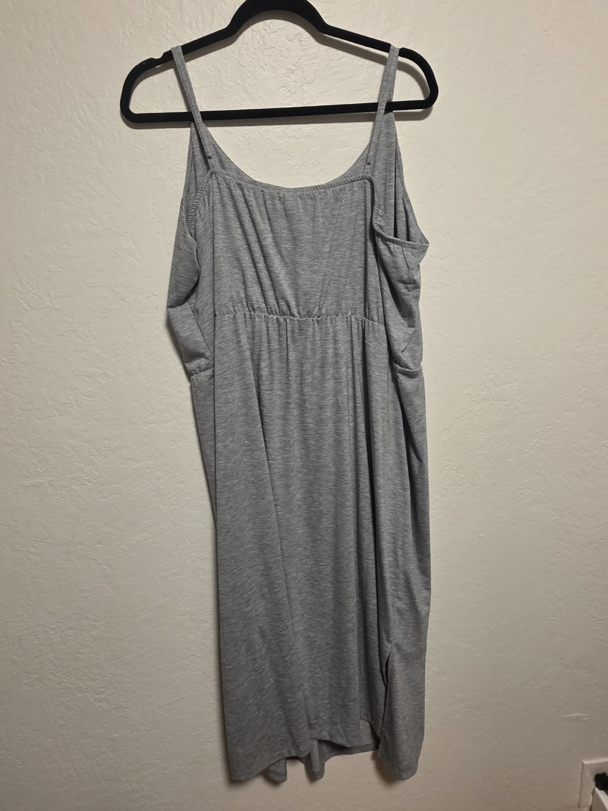 Old Navy Gray Cozy Waist-Defined Midi Dress Sz XXL Slit Sides Spaghetti Straps
