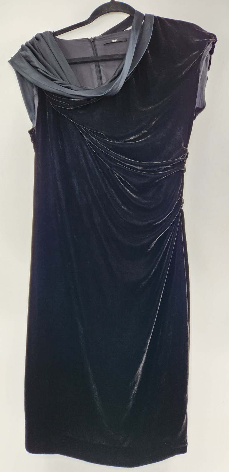Hugo Boss Dress Velvet Size 4 Color Black Viscose/Silk Made in Bulgaria