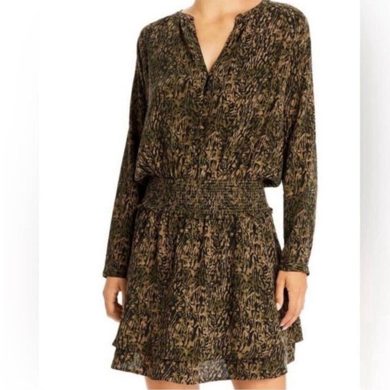 BUNDLE Rails Jasmine Olive Static & Zana Long Sleeve V-Neck Mini Dresses Size XS