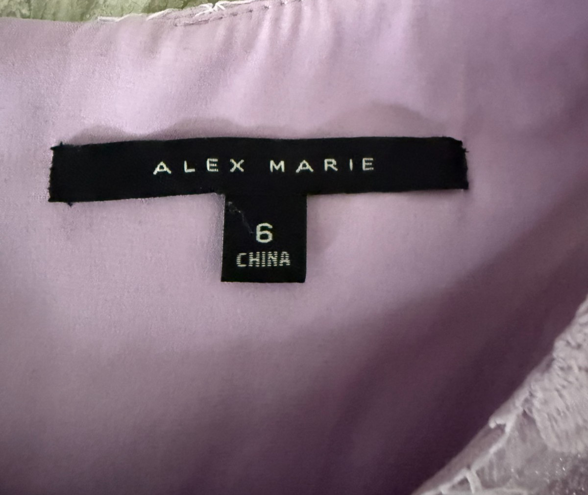 Alex Marie Cocktail Dress Lilac Purple Embroidered Lace Overlay Floral Party 6